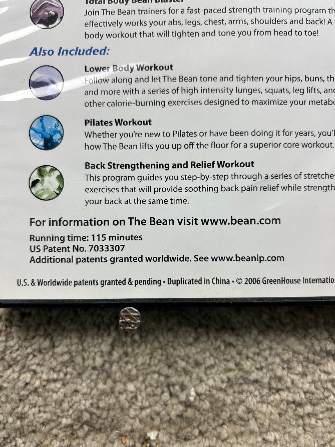 7 Minute Power Abs Total Body Bean Blaster DVD 2006 2-in-1 Workout Pilates