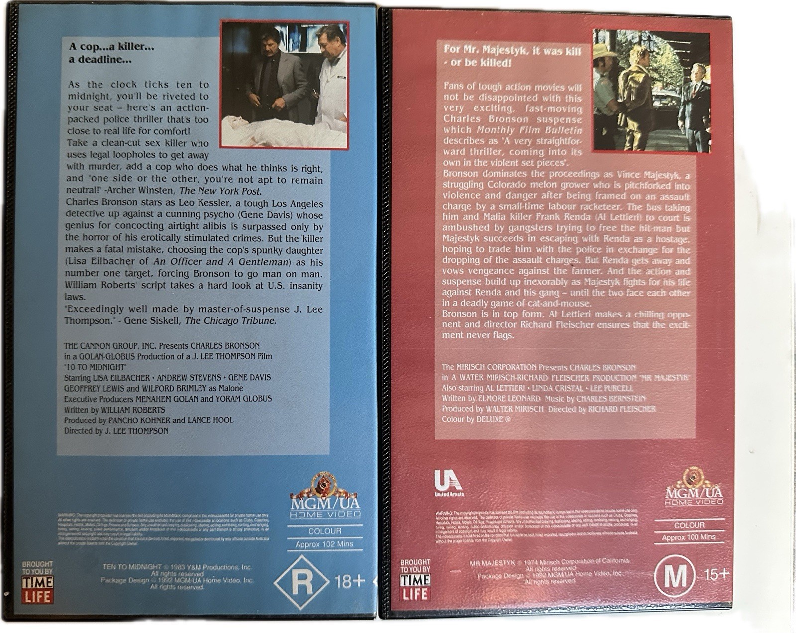 VHS Video Lot Charles Bronson x6 10 To Midnight + The Mechanic + Mr Majestyk
