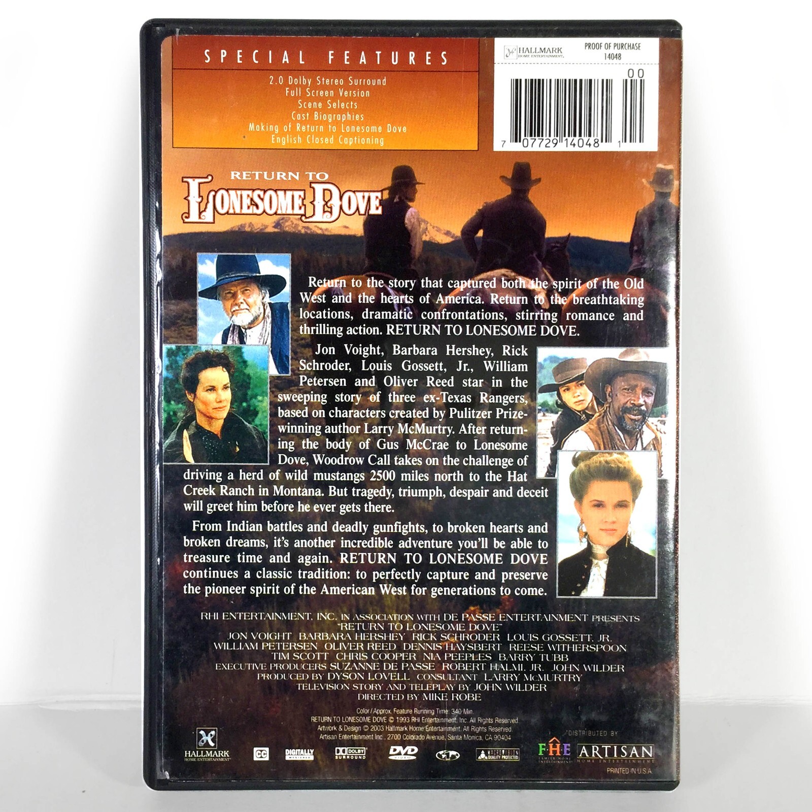Return to Lonesome Dove (2-Disc DVD, 1993, Full Screen) Like New ! Jon Voight