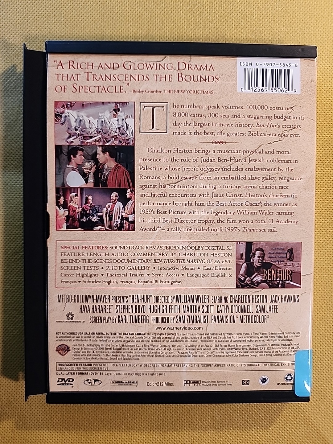Ben-Hur (Best Picture 1959) (DVD SNAPCASE) CHARLTON HESTON [William Wyler]