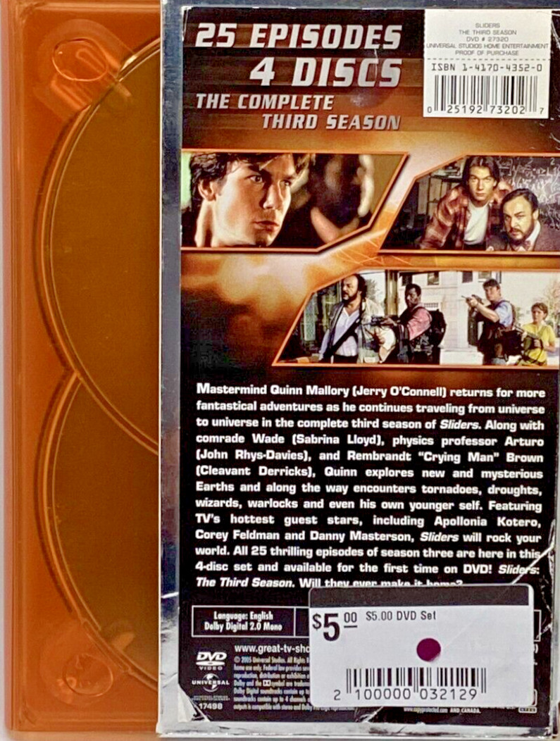 Sliders ‘The 3rd Season’ 25 Episodes 4 Discs
