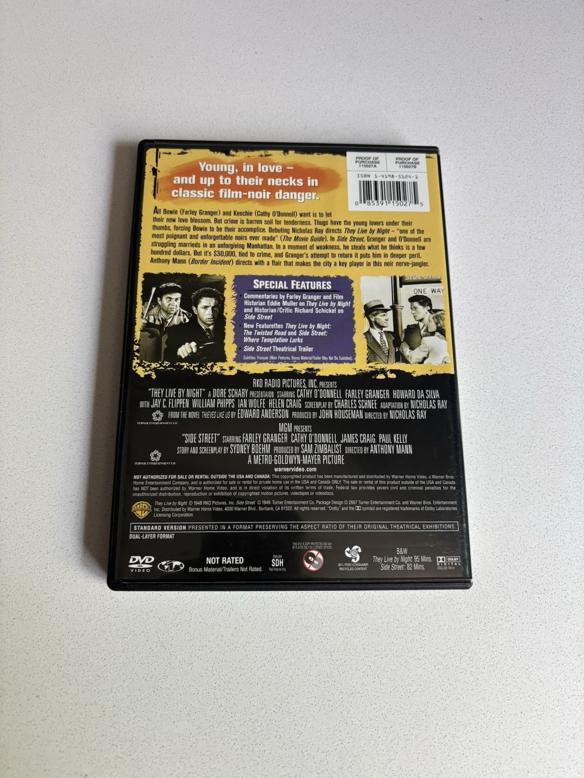 They Live By Night 1948 / Side Street 1949 DVD 2 Films Classic Noir