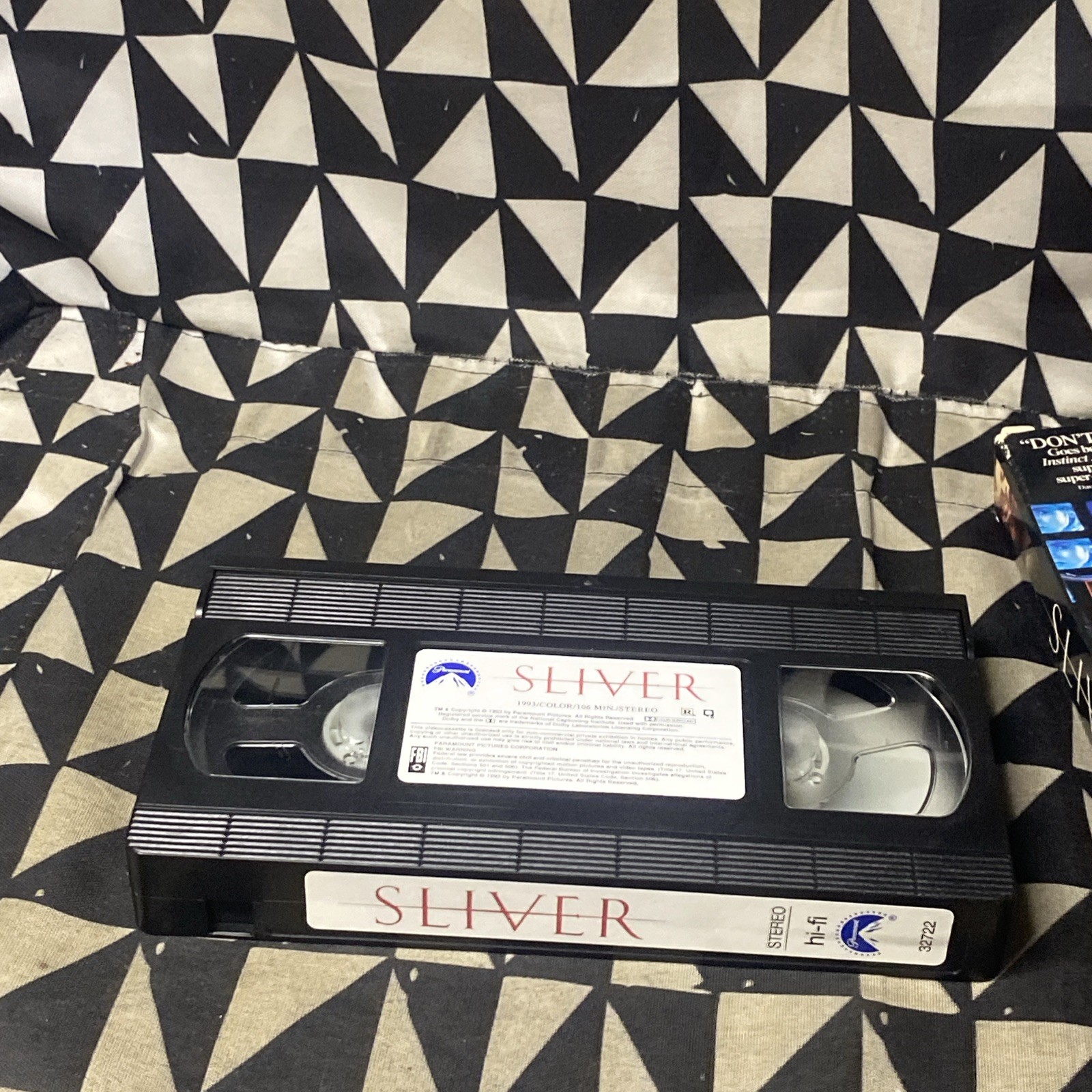 Sliver VHS Video Sharon Stone William Baldwin Tom Berenger