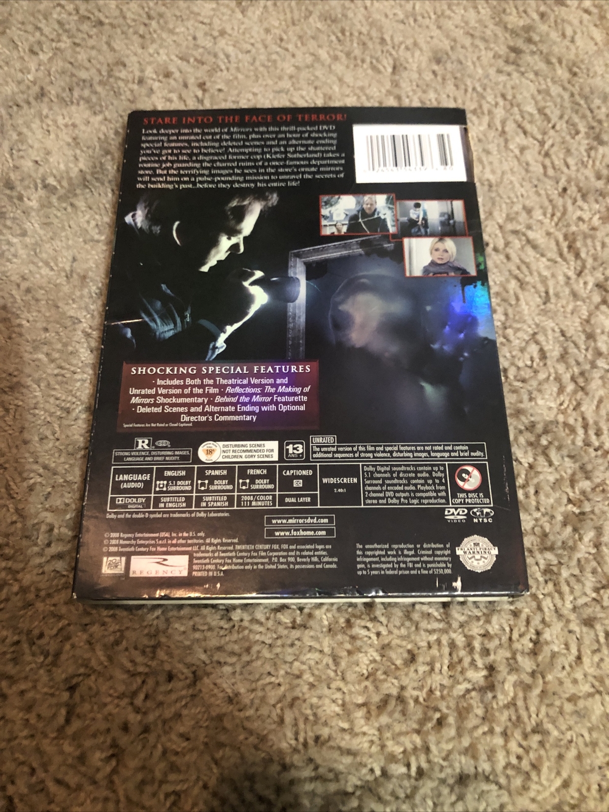 Mirrors (2009) Kiefer Sutherland Unrated With Sleeve Alternate Ending 111 Mins.