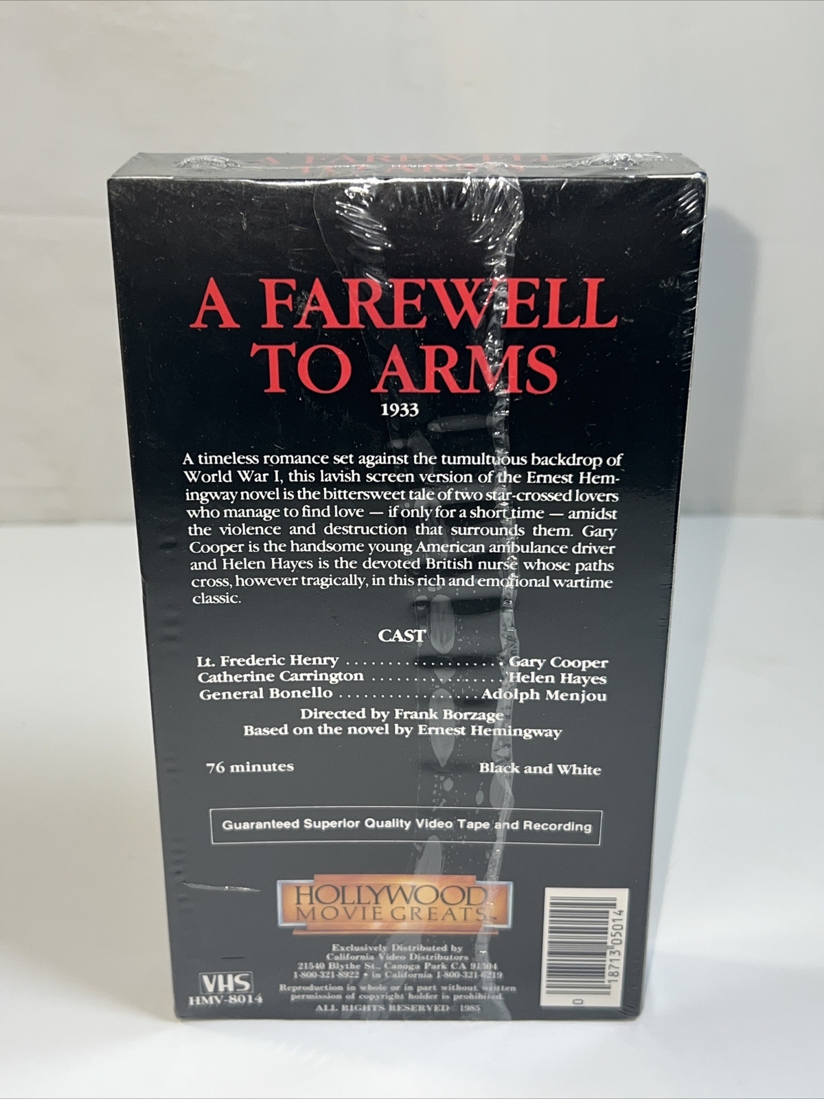 A Farewell to Arms (VHS) Hollywood Movie Greats Gary Cooper Brand New Sealed