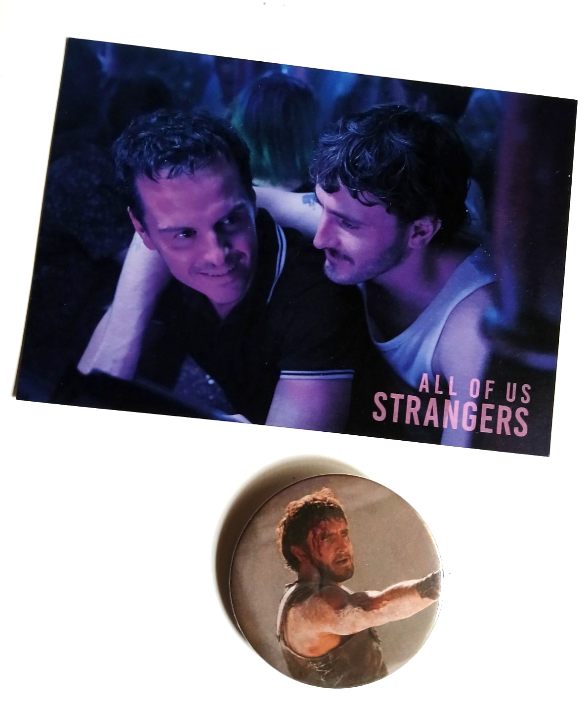 Paul Mescal All Of Us Strangers Promo Postcard & Gladiator 2 Badge