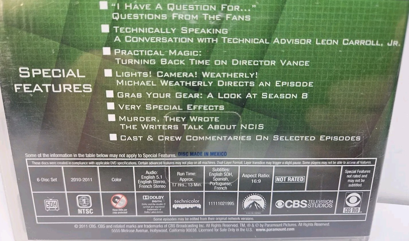 NCIS: Complete Eighth Season (DVD, 2010, 6-Disc Set) Mark Harmon, Pauley Perette