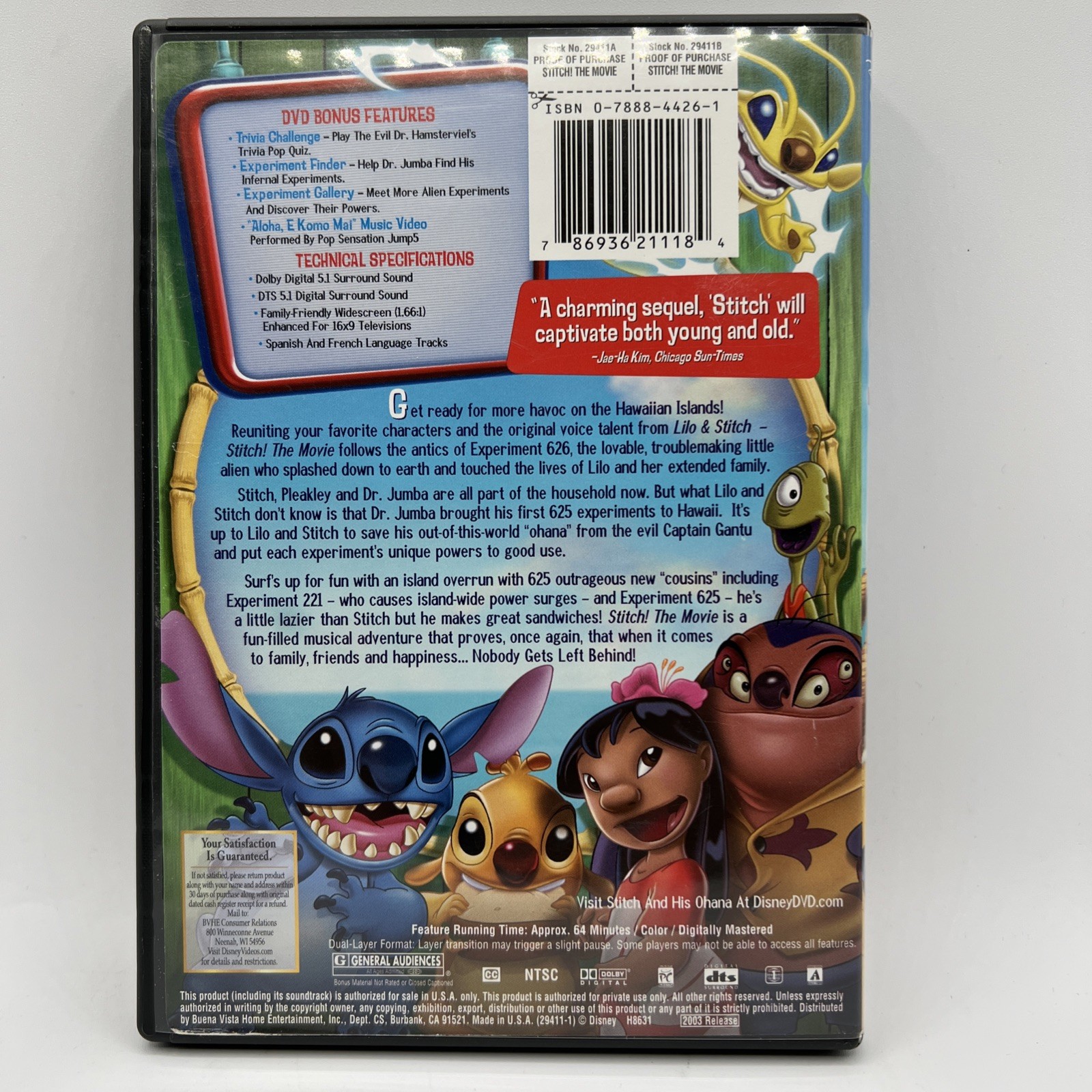 Disney Lilo & Stitch 3 DVD Lot Lilo & Stitch Stitch! The Movie Lilo & Stitch 2