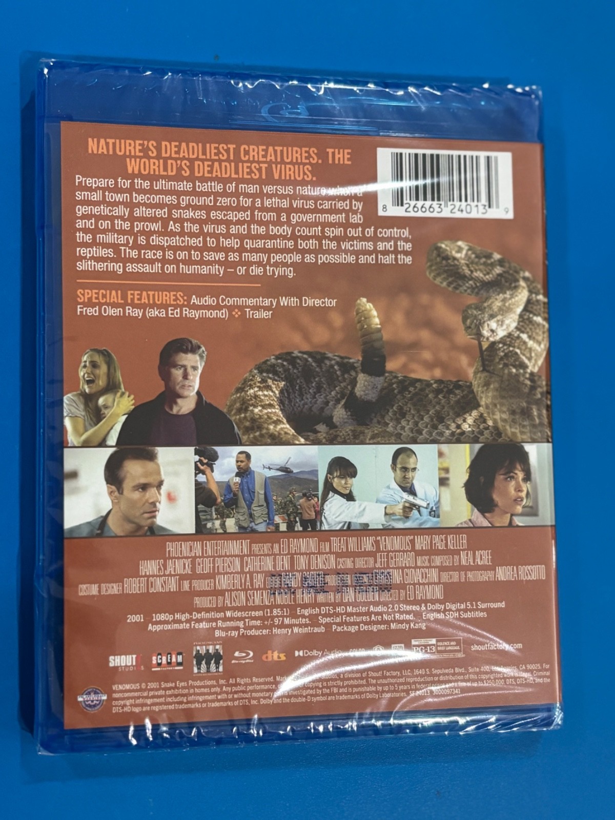 VENOMOUS Blu-ray Scream Limited Edition Treat Williams New Sealed RARE OOP