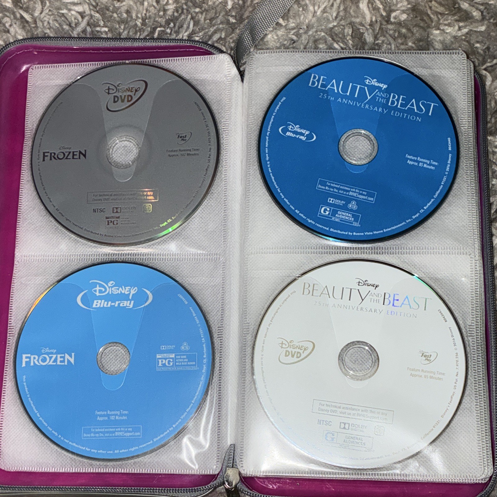 60+ Disney Mixed Lot DVDs & Blu-rays in Pink Zipper Binder Case