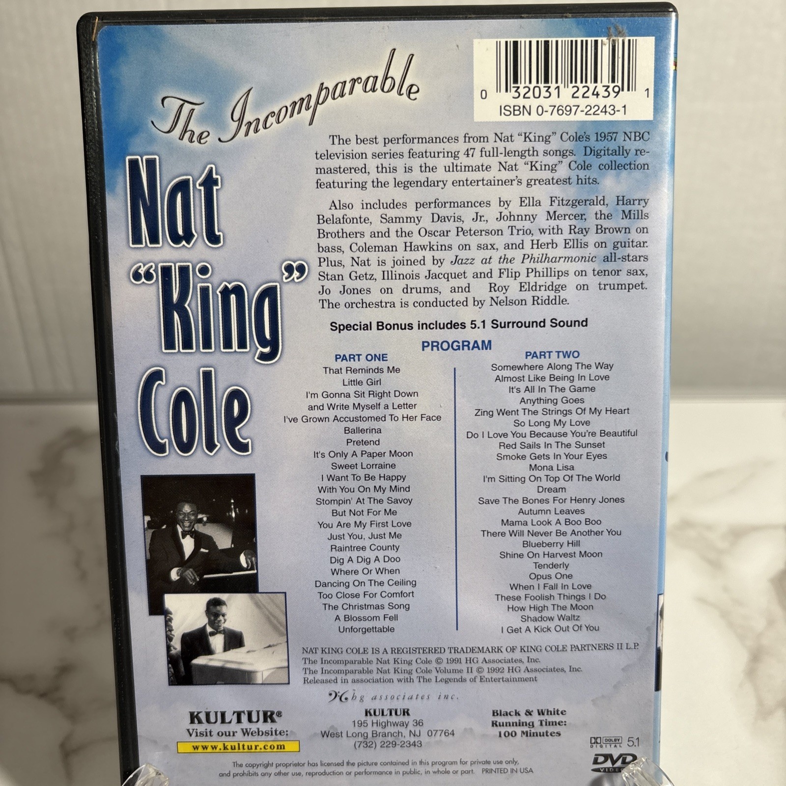 Nat King Cole – The Incomparable Nat King Cole (DVD, 2002) VOLUME 1 &2 w/ Insert