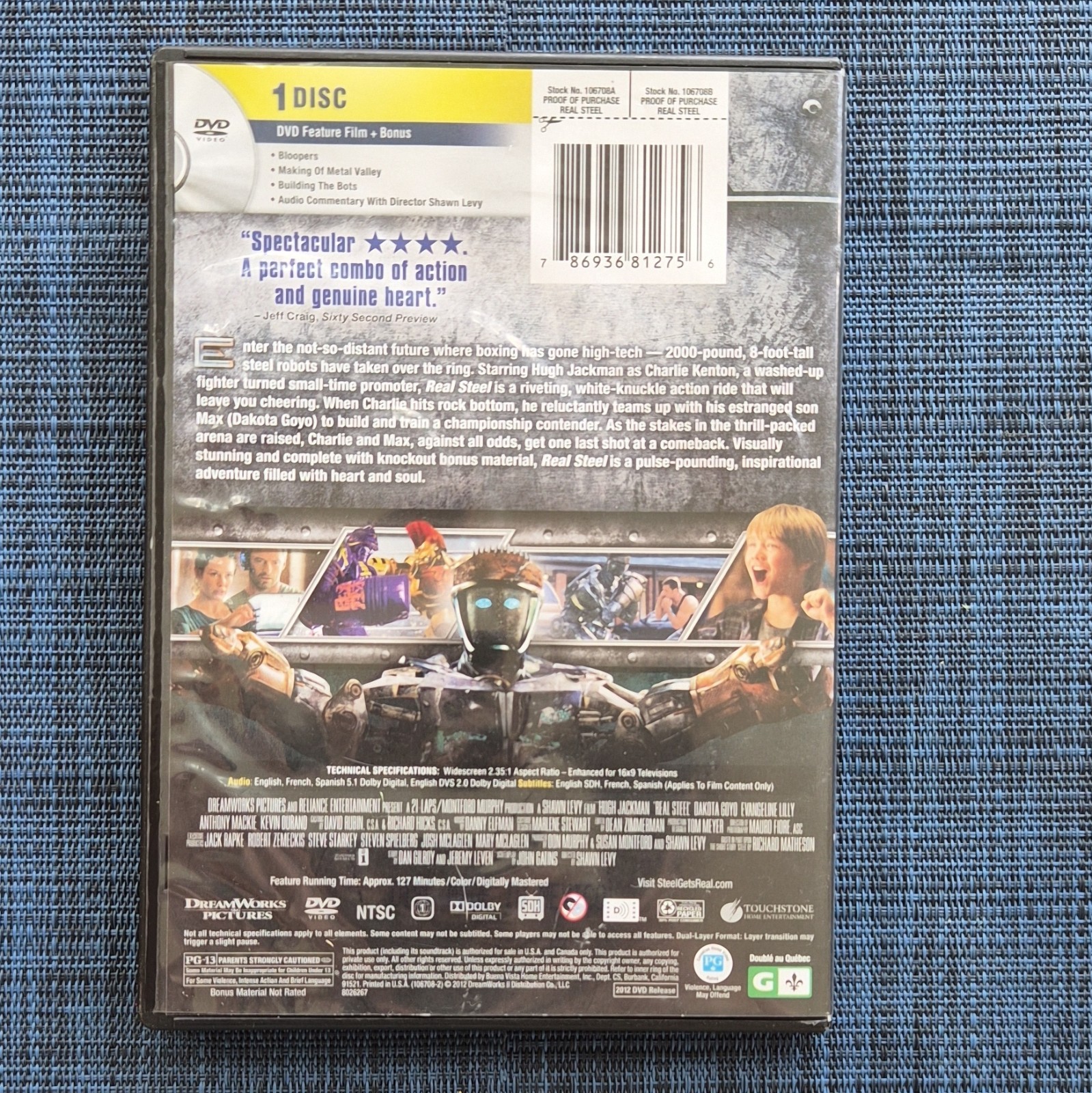 DreamWorks Pictures Real Steel DVD 2011 PG-13 Action Shawn Levy 127 min