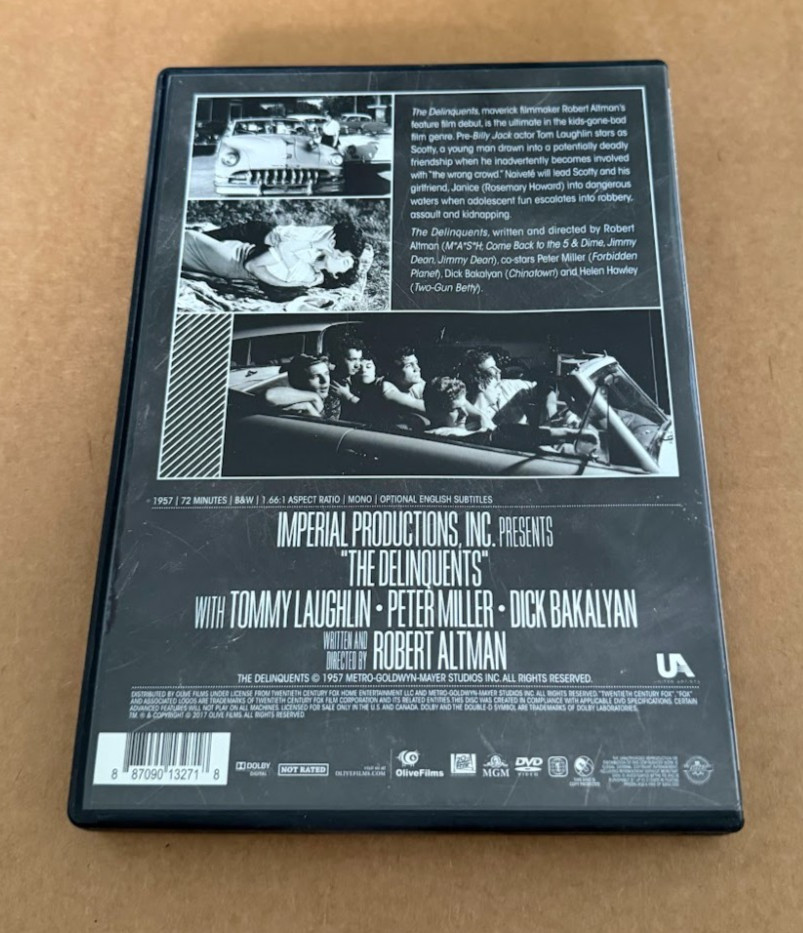 The Delinquents (1957) Robert Altman Olive Films DVD Like New