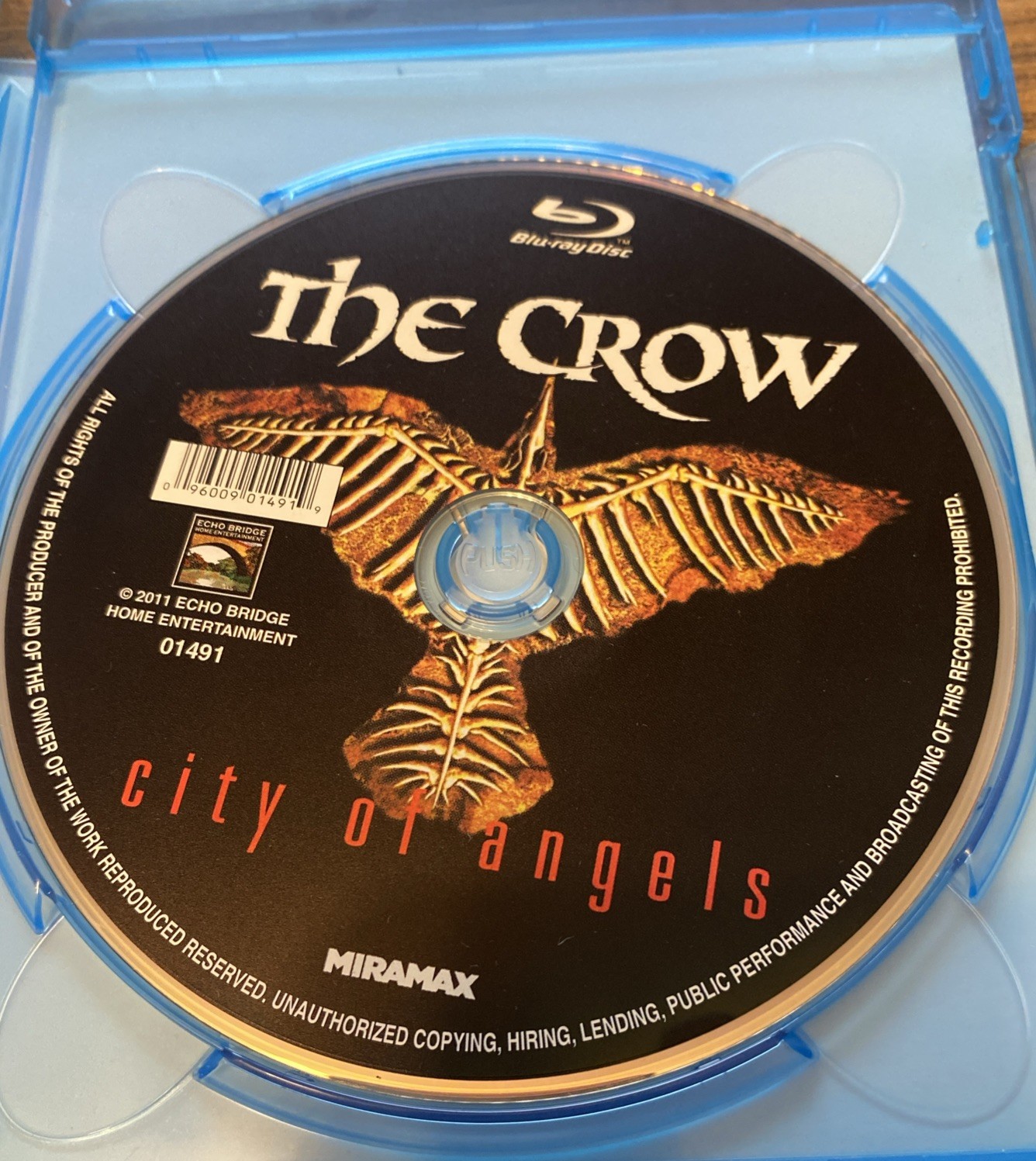 The Crow: City of Angels (Blu-ray, 1996) Miramax Vincent Perez Tim Pope Rare OOP