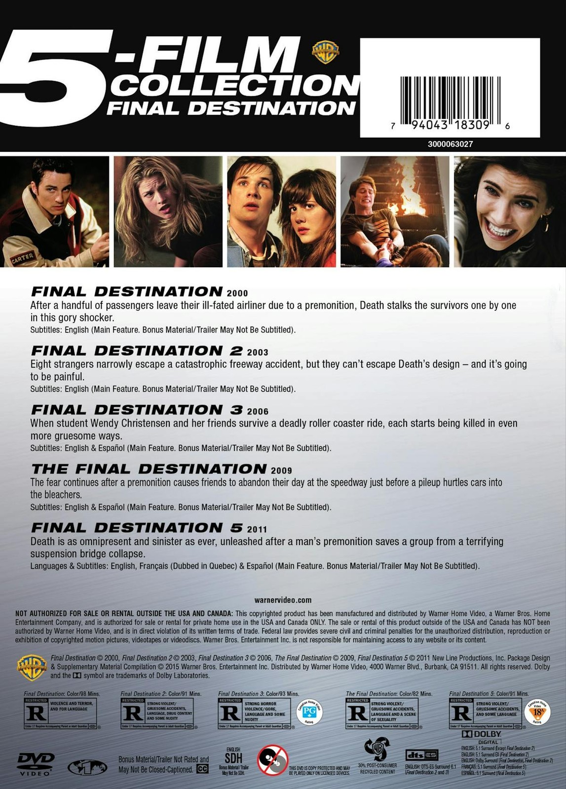 Final Destination 5-film Collection DVD NEW