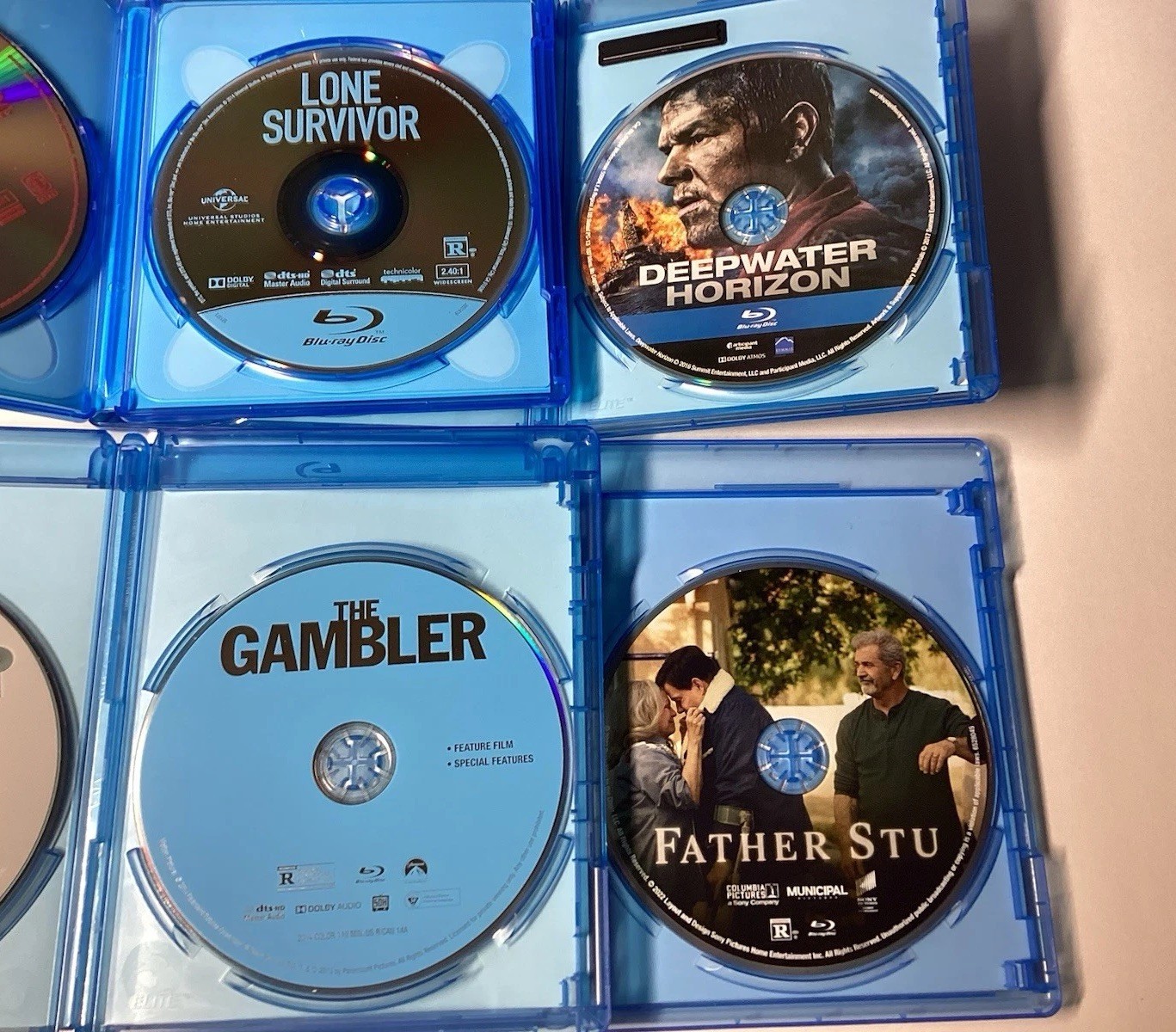 Lone Survivor, Deepwater Horizon, The Gambler & Father Stu Blu-ray Lot