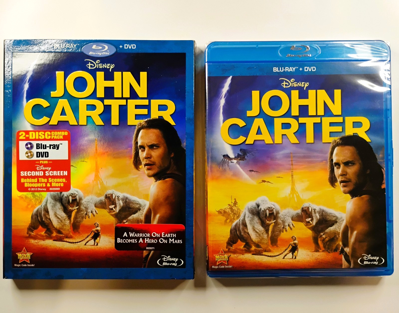 John Carter (Blu-ray & DVD, 2012) with Slipcover Taylor Kitsch Disney NEW SEALED