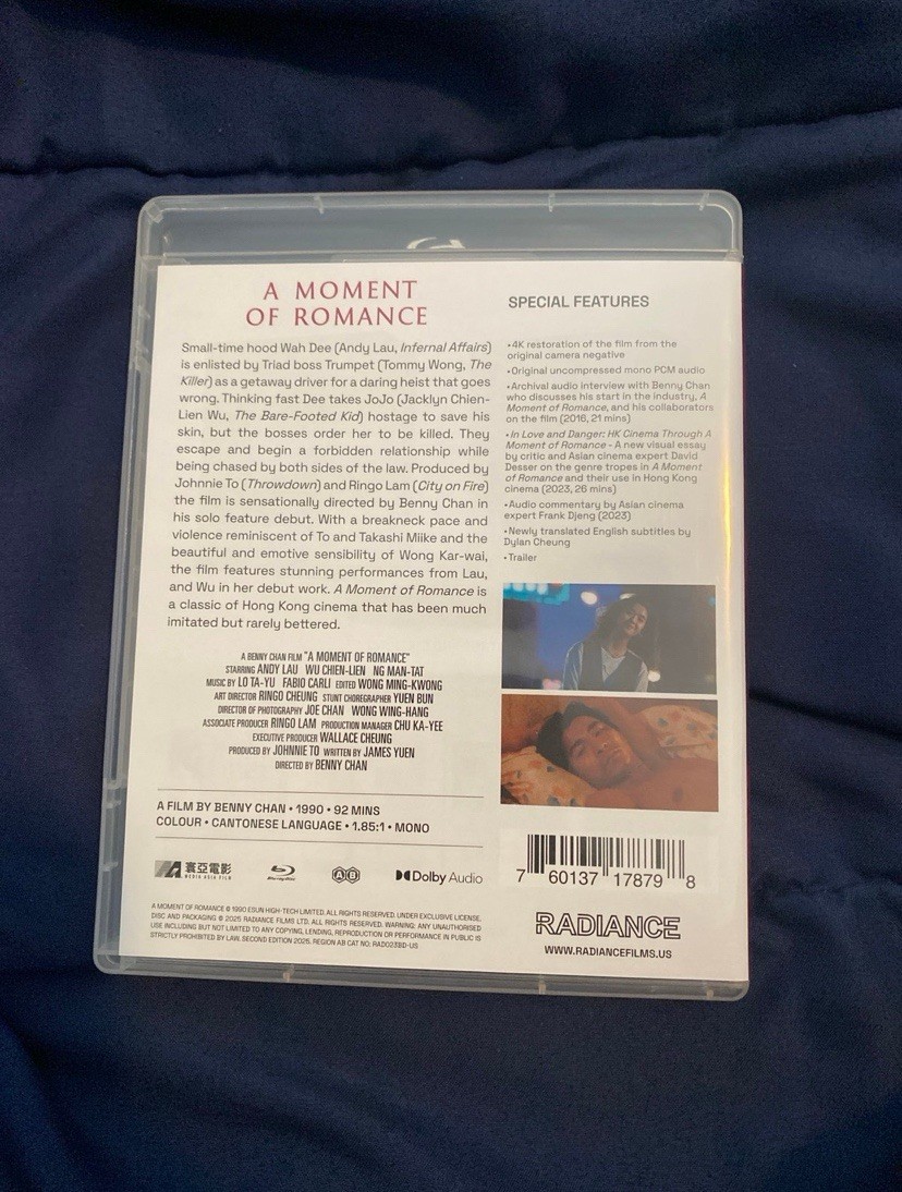 Radiance A Moment of Romance Blu-ray 1990 Region A Cantonese w/English Subs