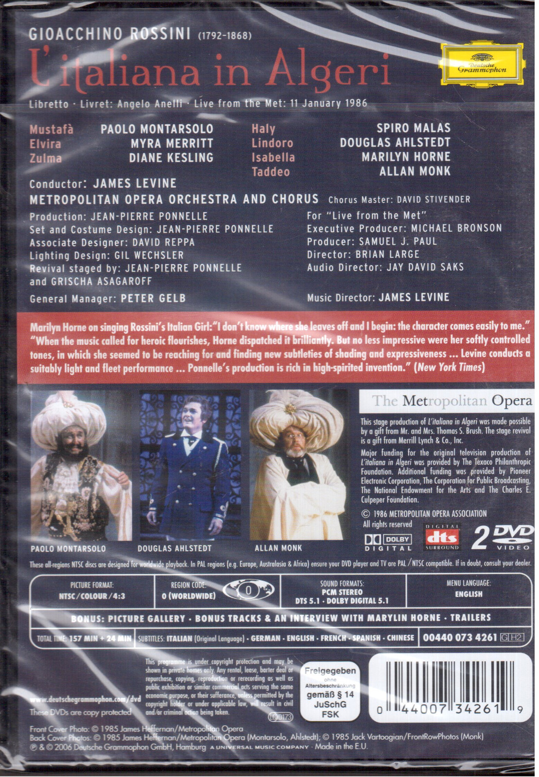 Rossini L’Italiana in ALgeri DVD NEW James Levine Marilyn Horne