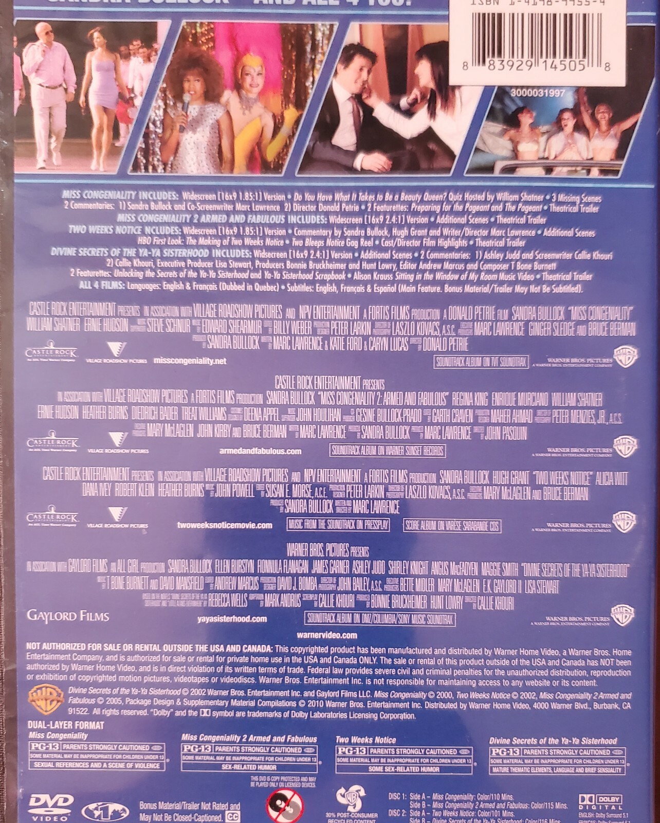4 Film Favorites: Sandra Bullock Comedy Collection (DVD, 2010, 2-Disc Set)