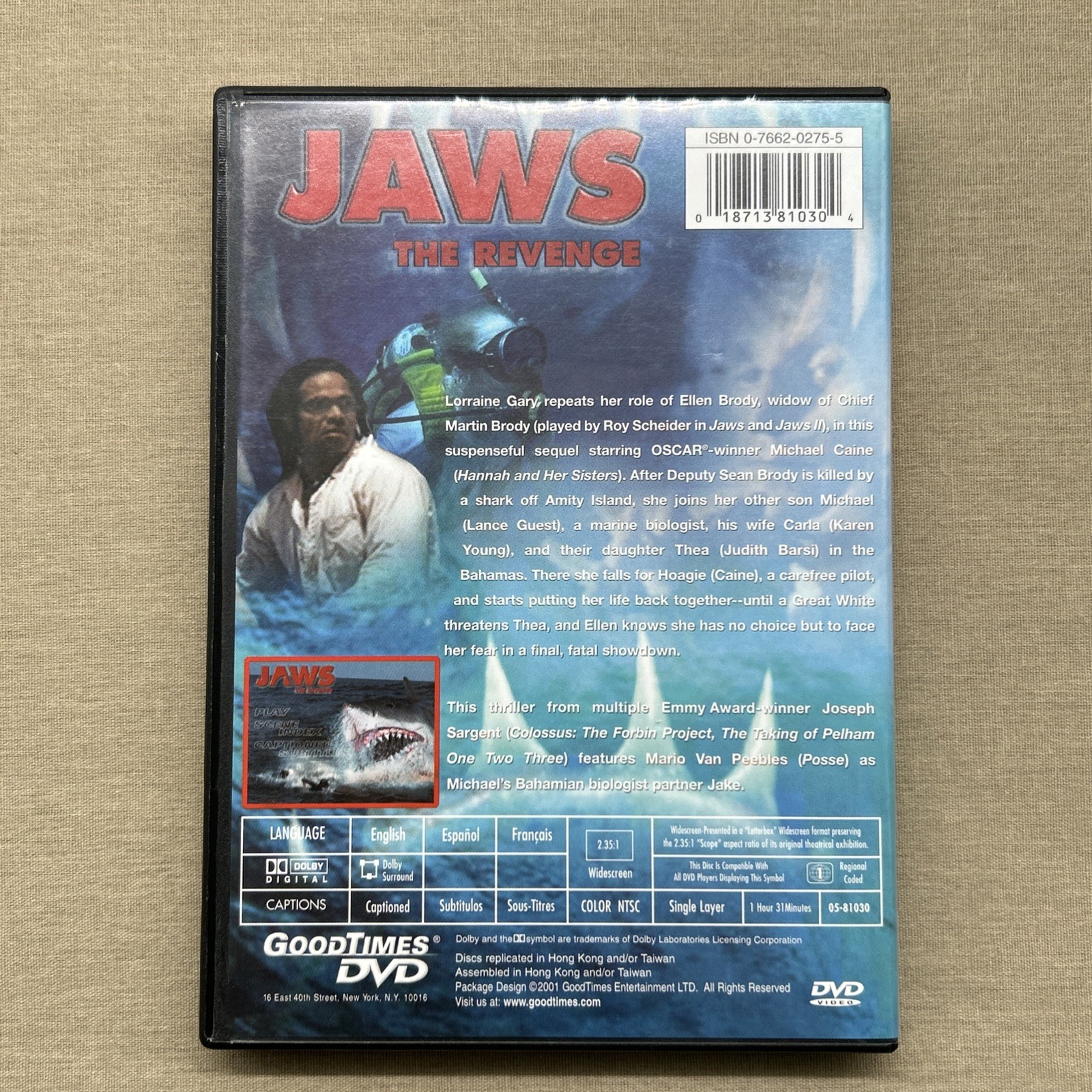 Jaws: The Revenge (4, Final) (DVD 1987 + Guide) Sea Shark Horror Joseph Sargent