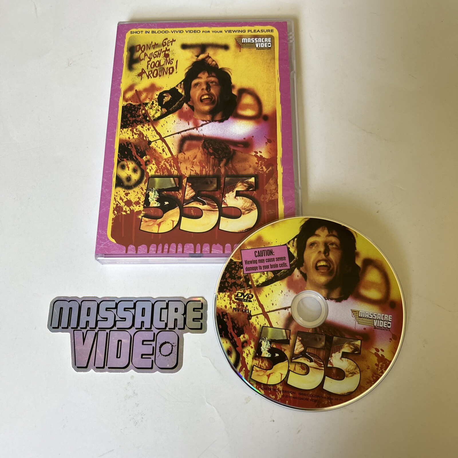 Massacre Video Unedited 555 DVD & merch sticker specialfeatures-OOP RARE