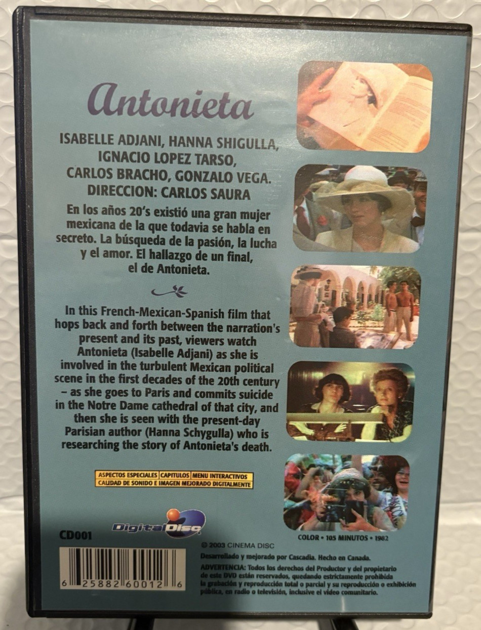 Antonieta (DVD) Isabelle Adjani, Ignacio Lopez Tarso, Gonzalo Vega