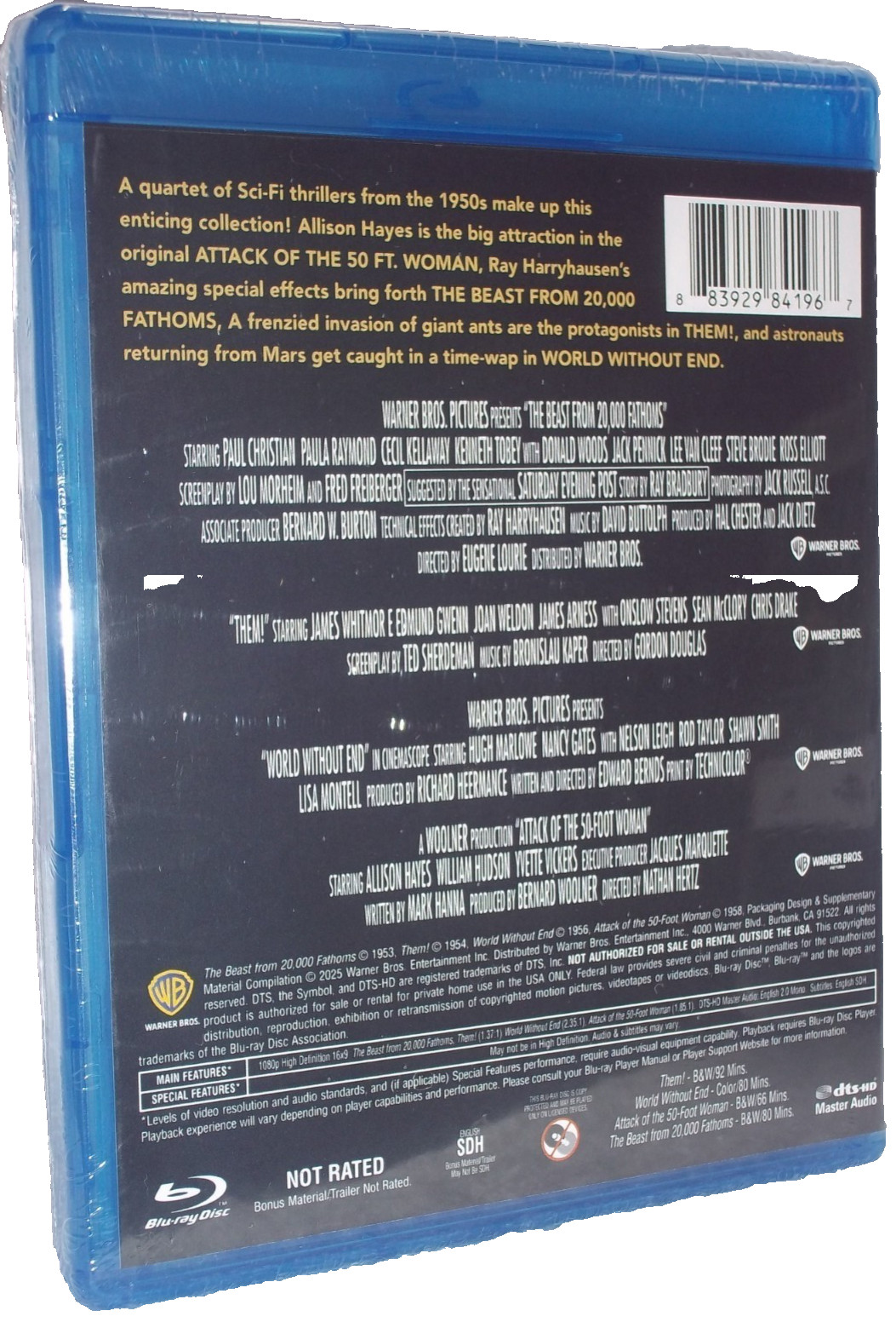50’s Sci-Fi Collection 4 Disc Blu-ray (Warner 2025) Them, World Without End + 2