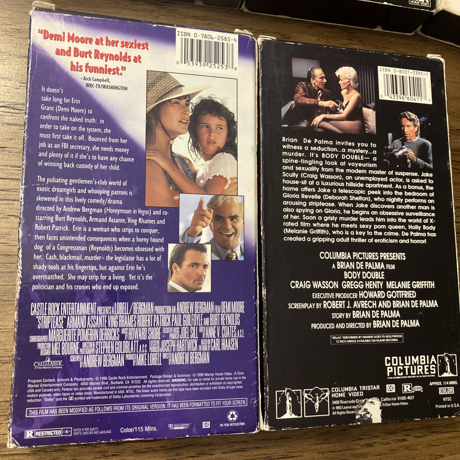 EROTIC / THRILLER LOT of 5 VHS Tapes FEMME FATALE Body Double BASIC INSTINCT