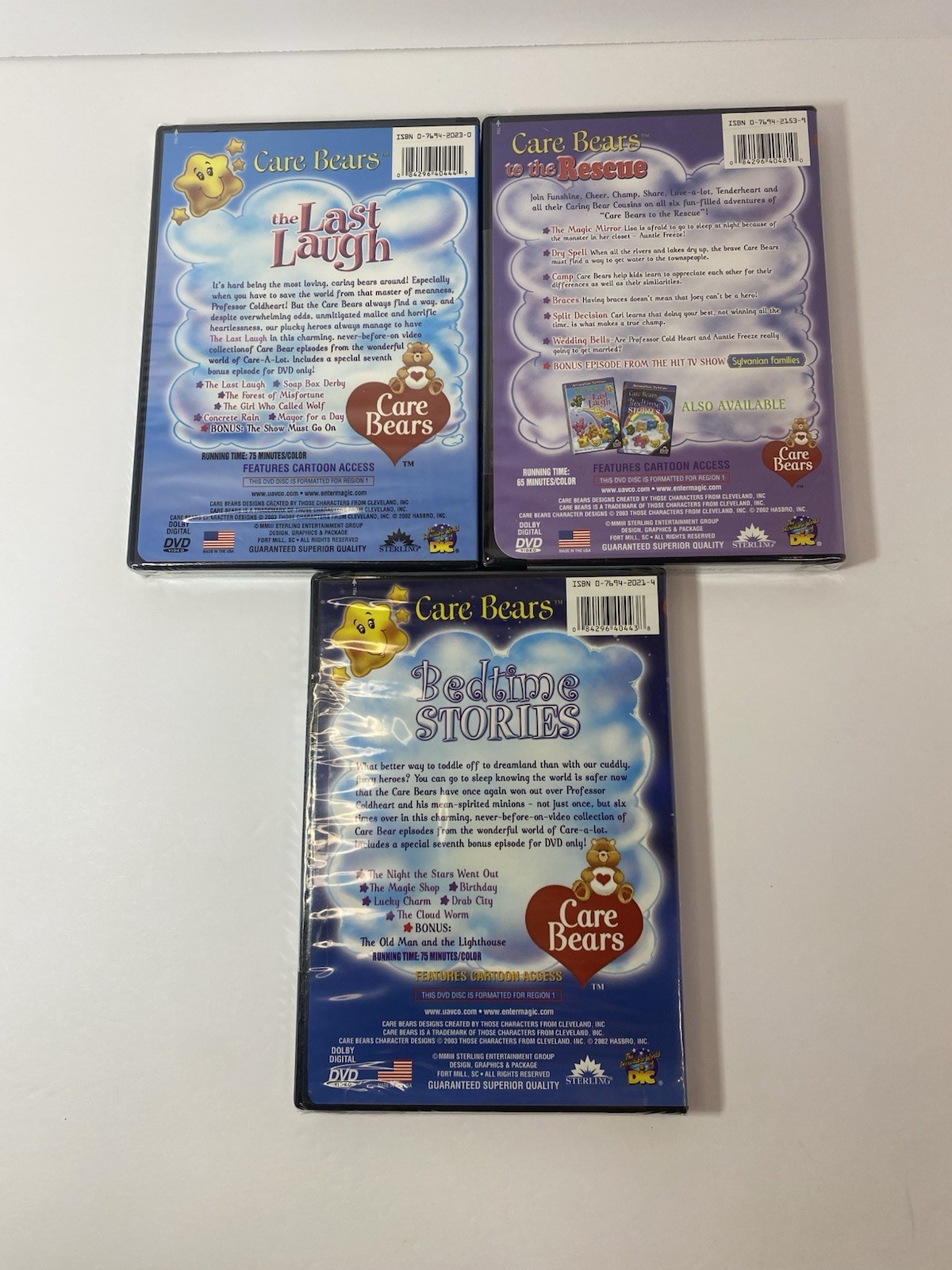 Care Bears DVD Lot of 3 Last Laugh Bedtime Stories Care Bears To The Rescue New