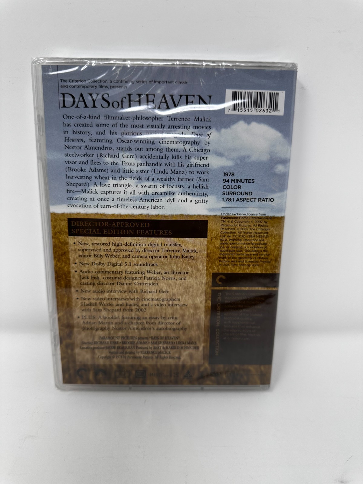 Terrence Malick’s Days of Heaven (Criterion Collection) (DVD, 1978) New Sealed