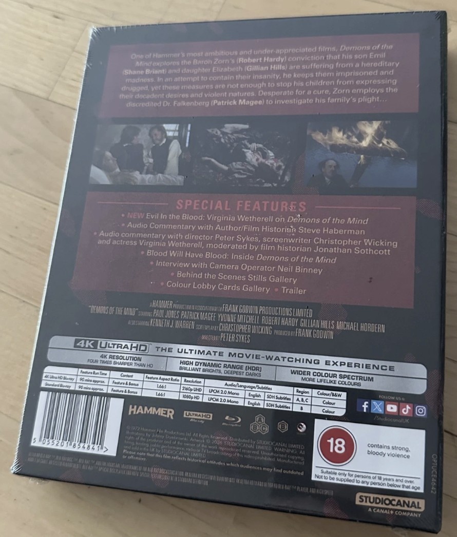 DEMONS OF THE MIND (1971) 4K UHD Blu-Ray Limited Edition NEW (Please Read)
