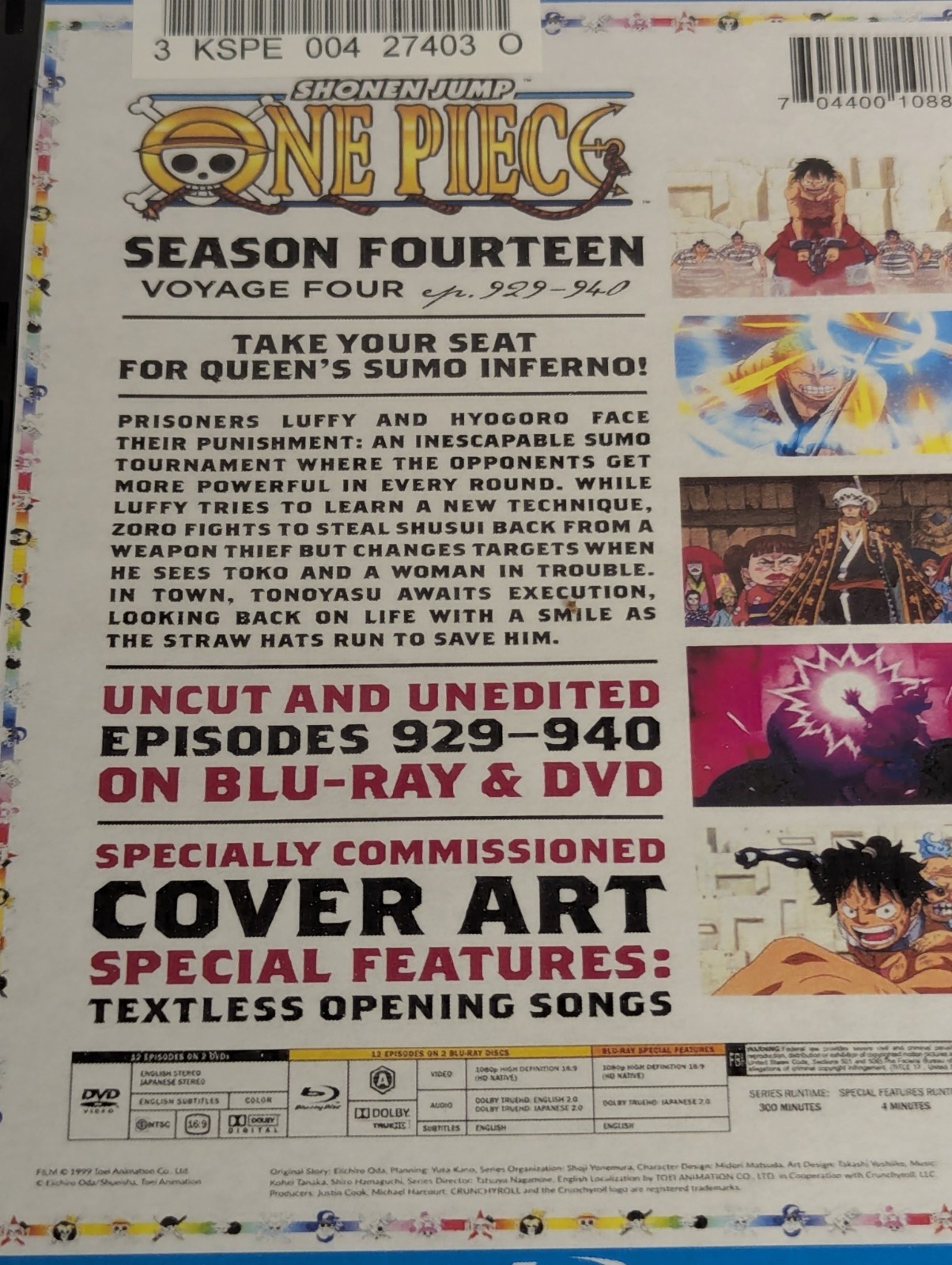 Shonen Jump One Piece Season 14 Voyages 1-4 Blu-ray Jpn/Eng Audio.