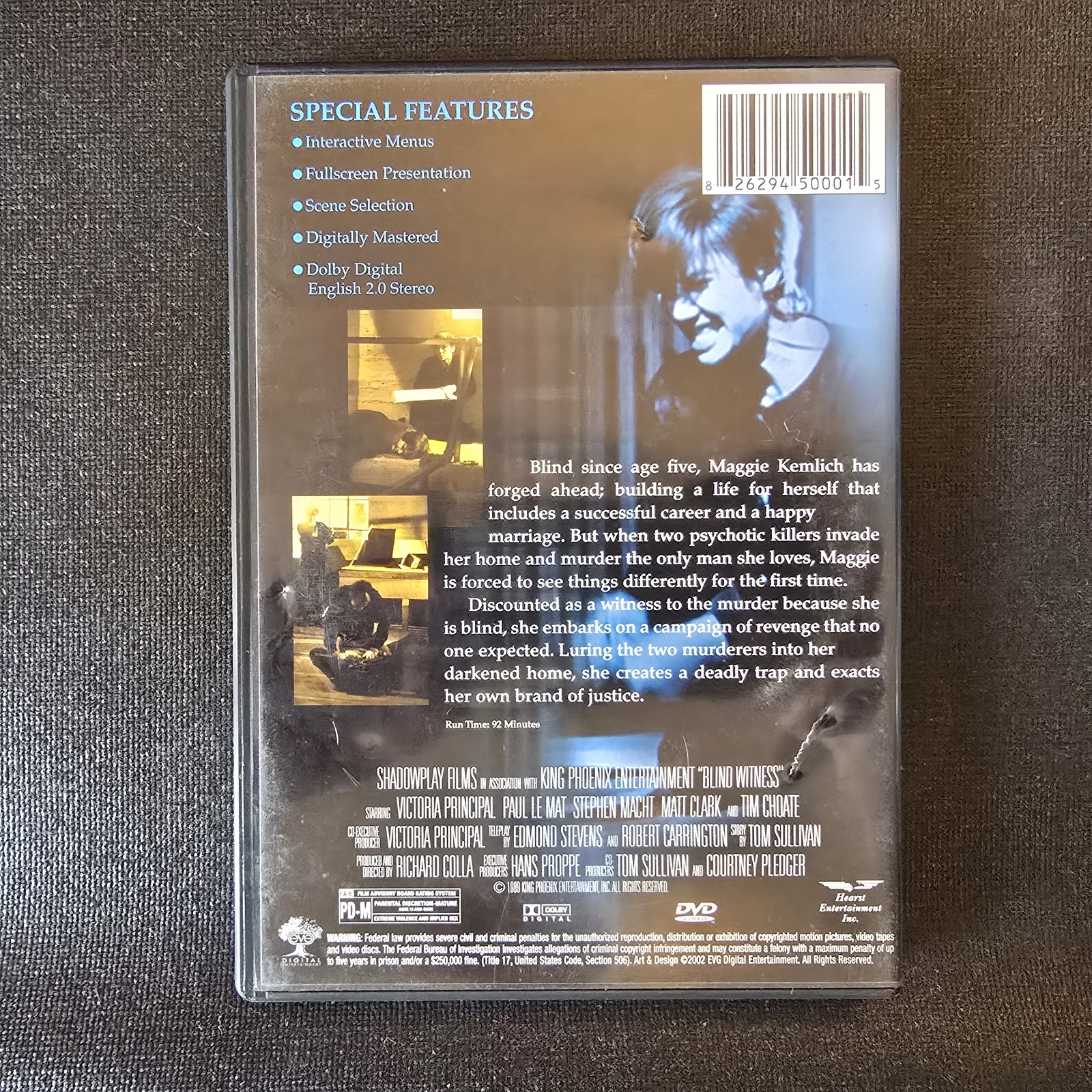 Blind Witness DVD Victoria Principal Paul Le Mat Thriller Fullscreen NTSC