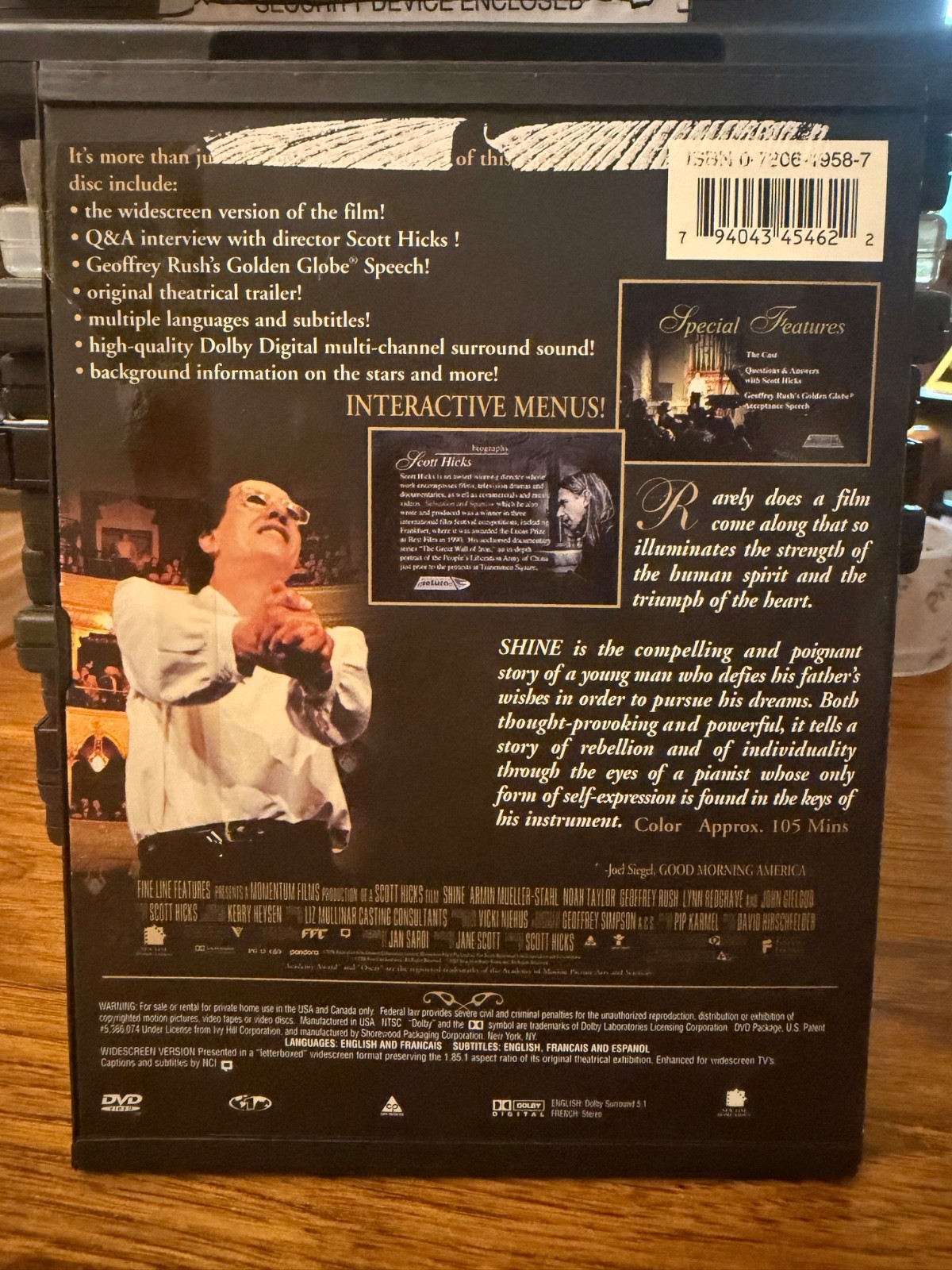 Shine (DVD 1996 WS) Geoffrey Rush, Armin Mueller-Stahl, John Gielgud – VERY GOOD