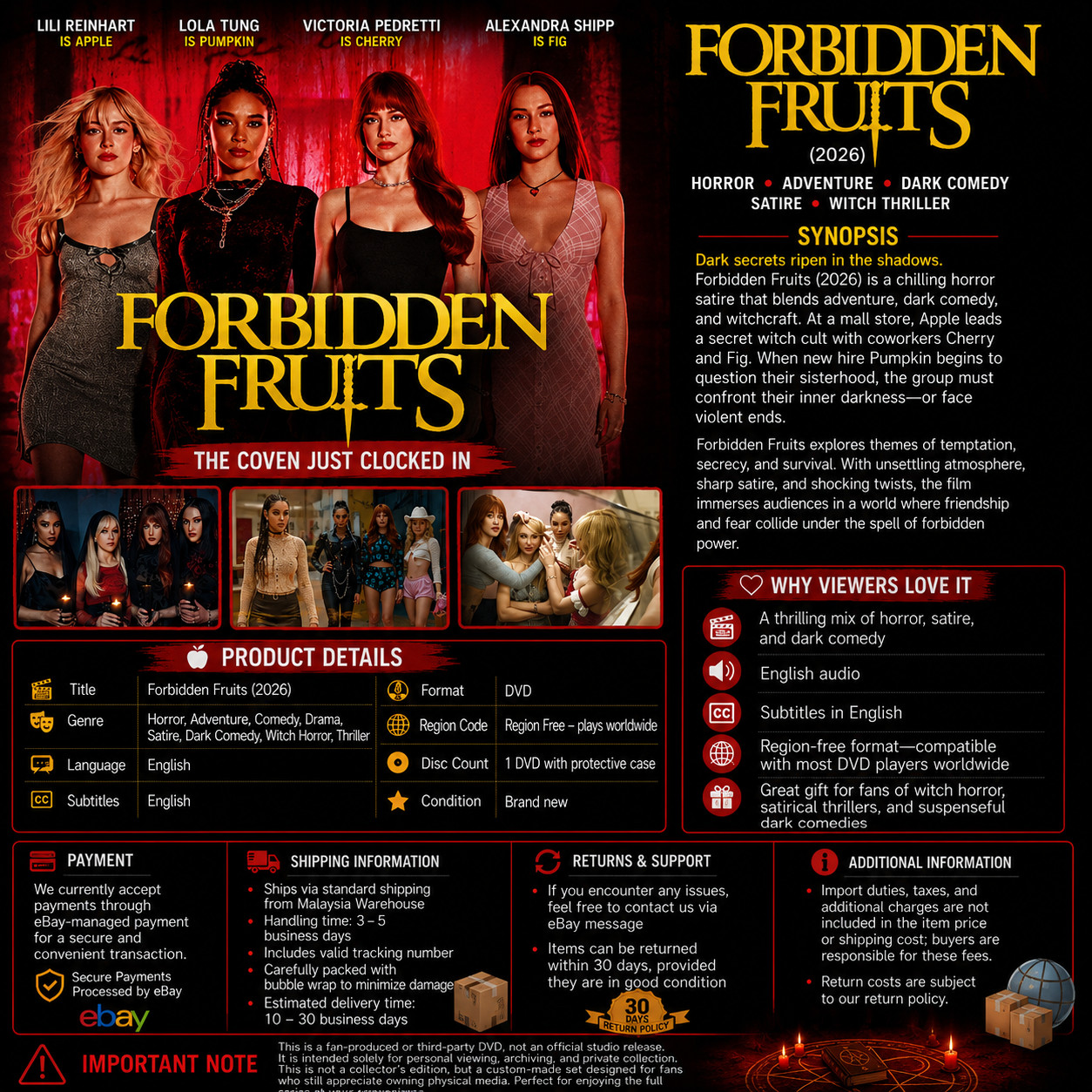 Forbidden Fruits 2026 DVD Horror Movie Audio Eng Sub All Region Free Shipping
