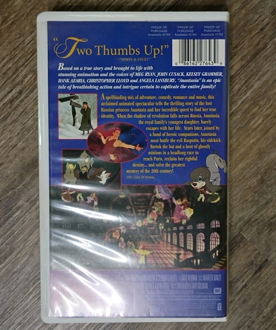 Anastasia VHS 1998 Clamshell / Don Bluth Meg Ryan John Cusack / Family Rated G