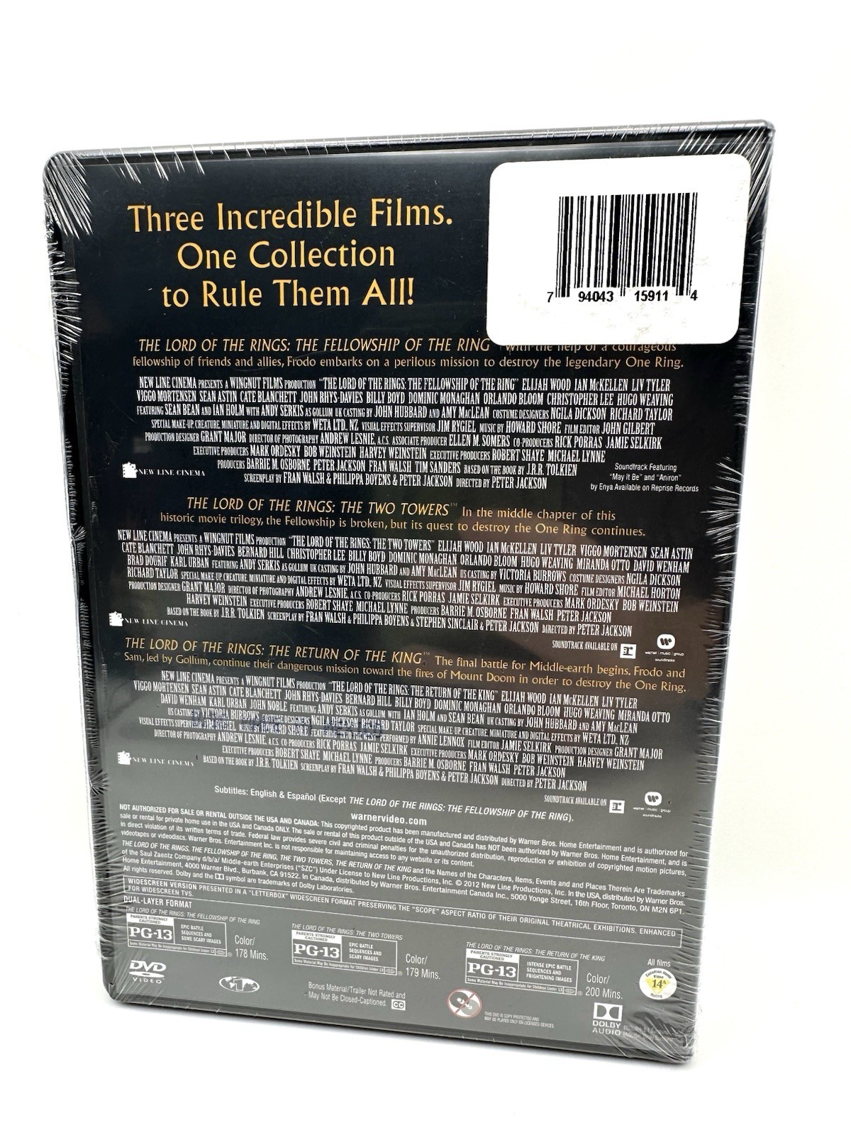 The Lord of the Rings 3-Film Collection Theatrical Versions DVD NEW SEALED