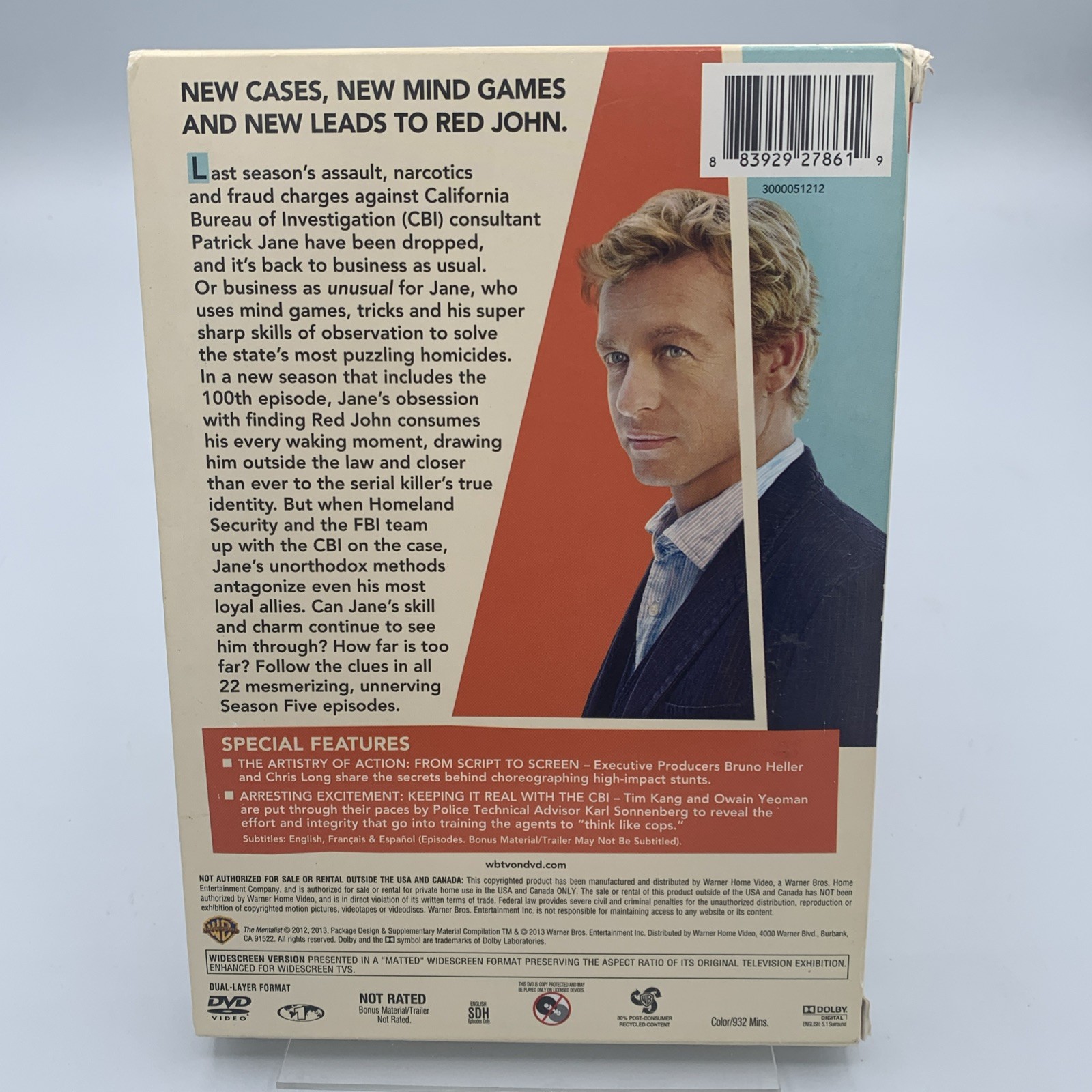 The Mentalist Seasons 1-5 DVD Lot Bundle Simon Baker Crime Drama TV Set