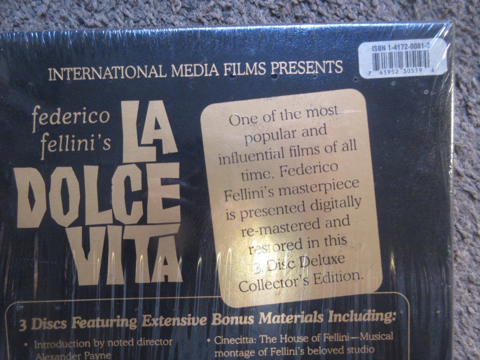 FEDERICO FELLINI’S “LA DOLCE VIDA” (1960) KOCH DELUXE COLLECTORS 3DVD’S 2005 NEW