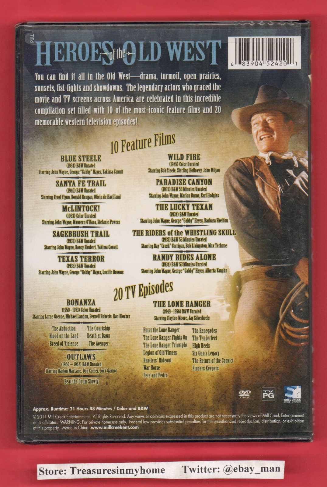 Heroes of the Old West DVD 2011 John Wayne Ronald Reagan Errol Flynn Westerns