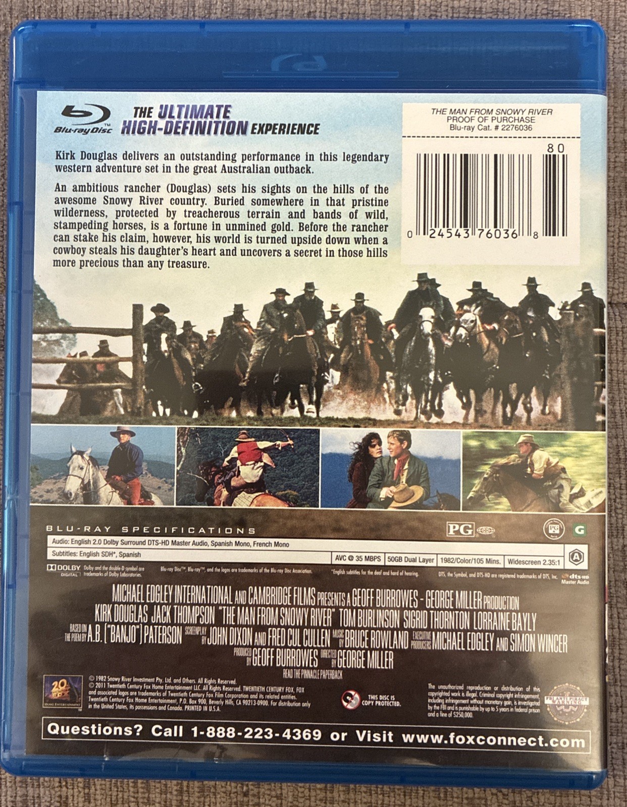 The Man From Snowy River (Blu-Ray DVD, 1982/2011) VERY NICE