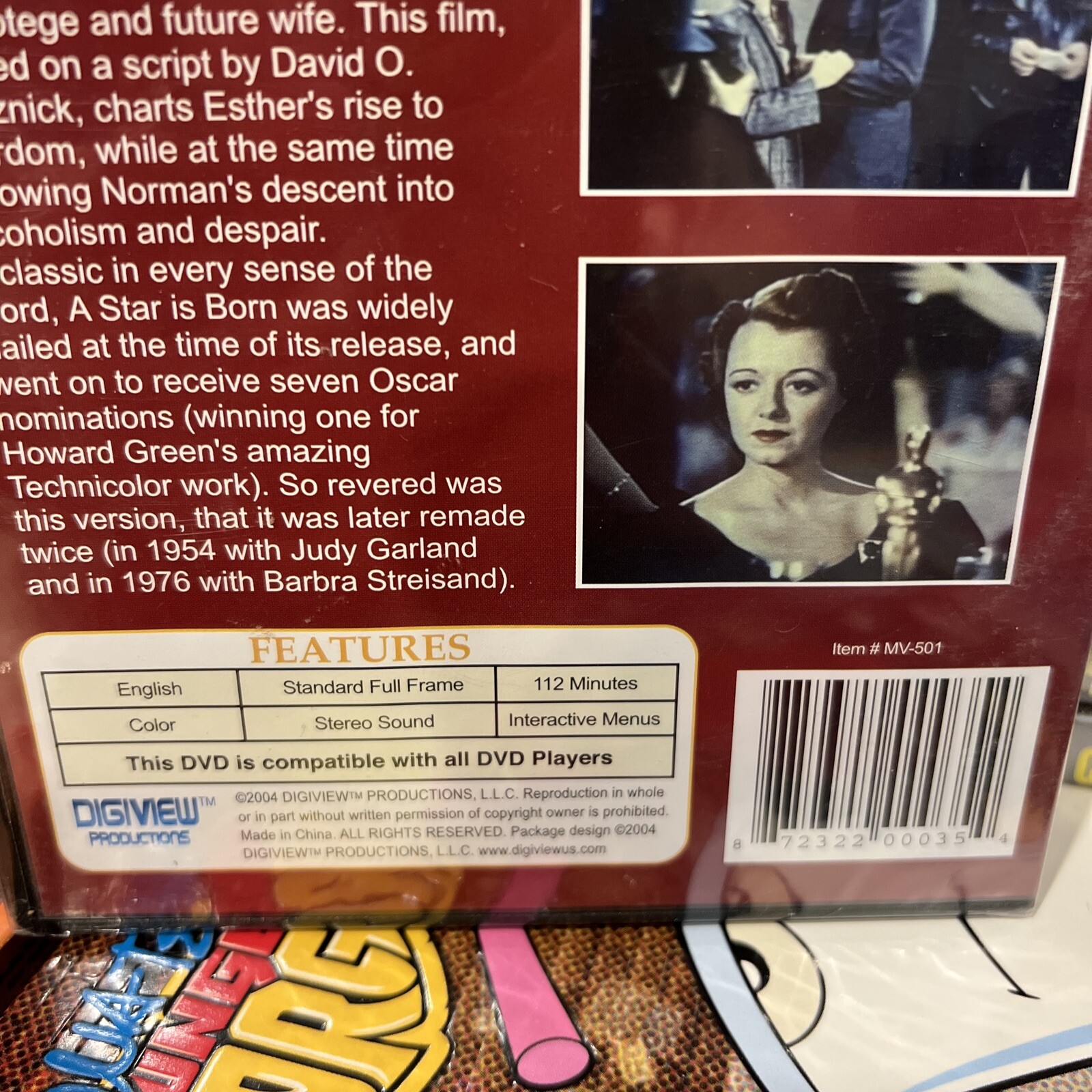 A Star Is Born 1937 New DVD Janet Gaynor Fredric March Classic Musical Romance