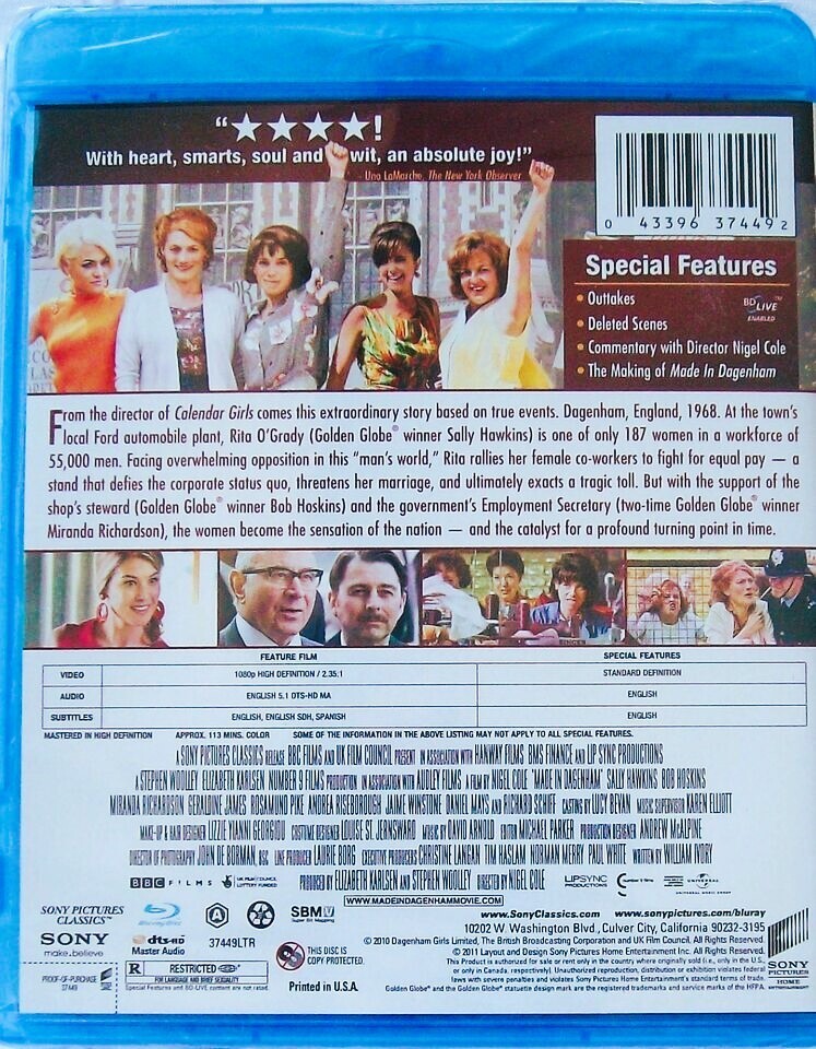 Made in Dagenham – Fight For Equal Rights (Blu-ray, 2011) Sally Hawkins