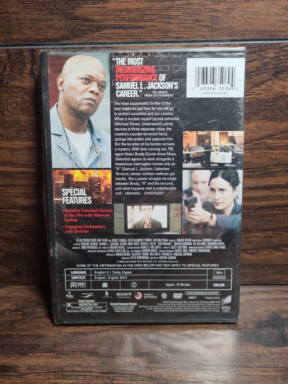 NEW Unthinkable DVD Jackson Sheen Thriller Suspense Special Features