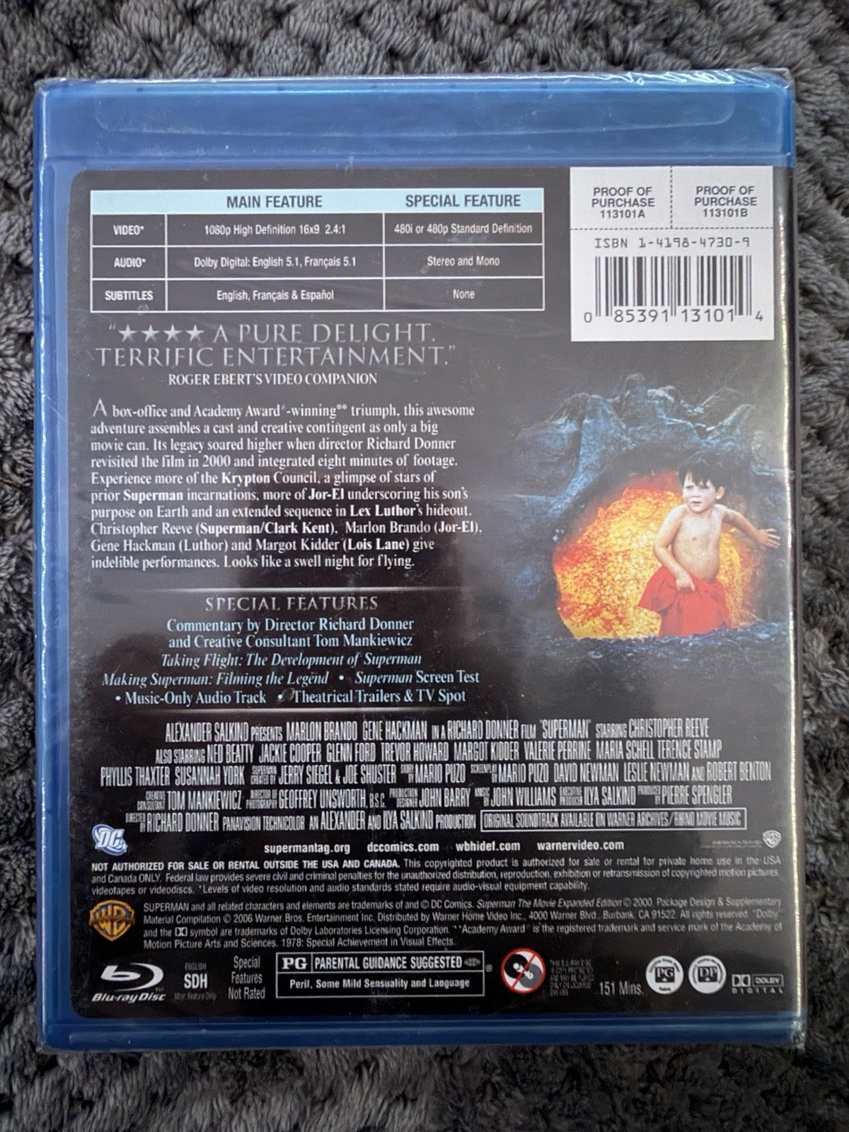 Warner Superman: The Movie Blu-ray (2006) PG 151 Min 2.41:1 w/ Commentary