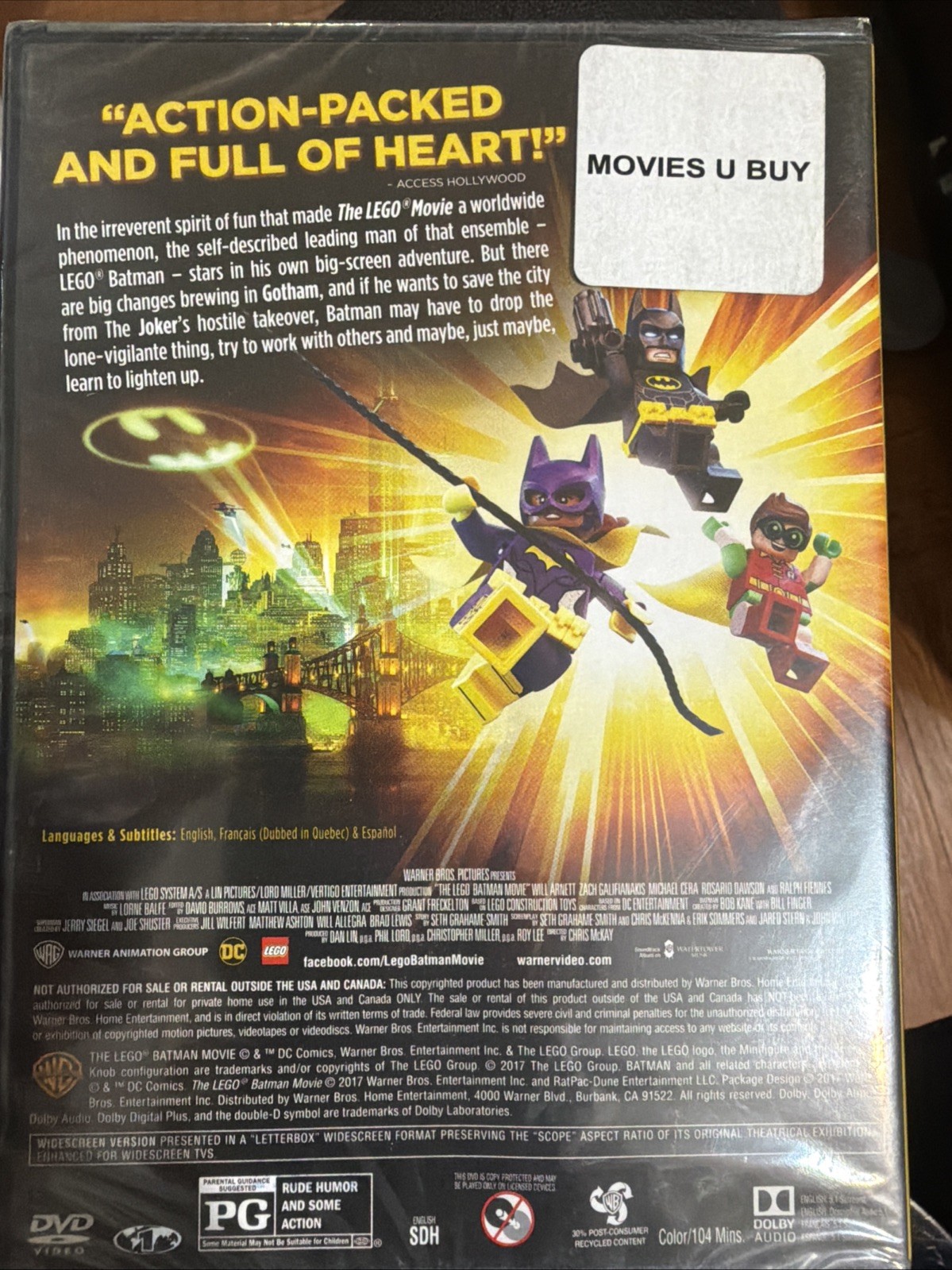 The Lego Batman Movie DVD 2017 New Sealed Warner Bros Animated Family Film