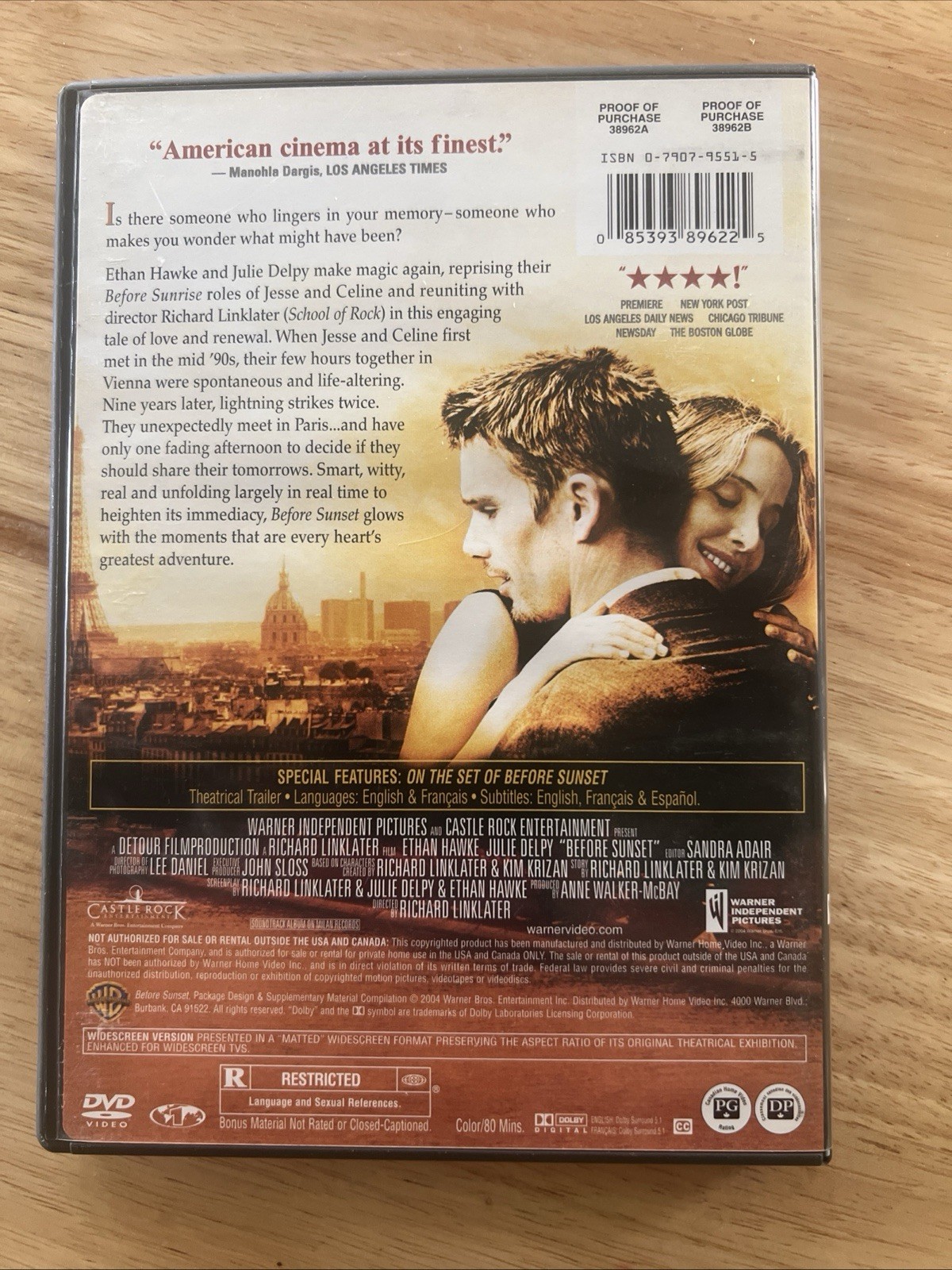 Before Sunset (DVD, 2004) Album Artwork And Disk Only
