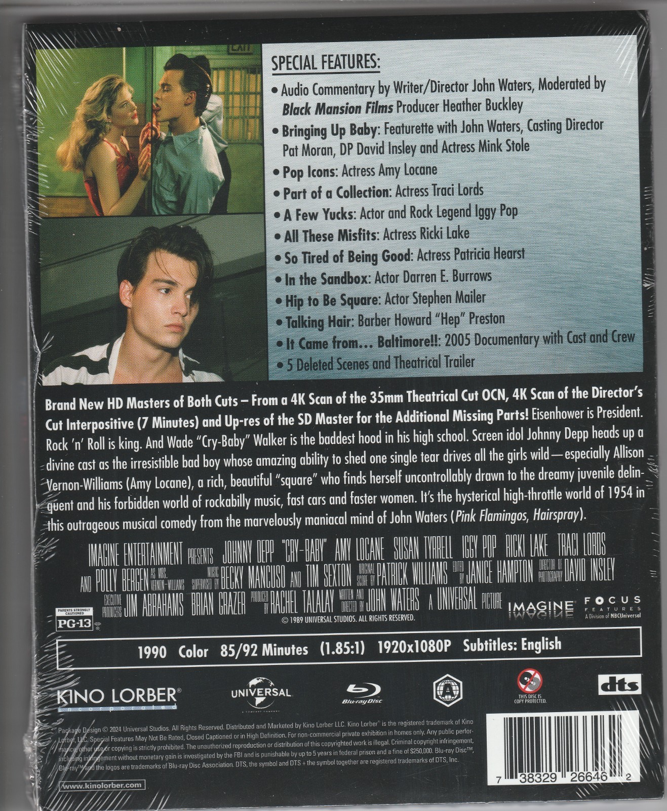 Cry-Baby (Blu-ray, 1990) w/ slipcover. Kino Lorber. Theatrical & Director’s Cut