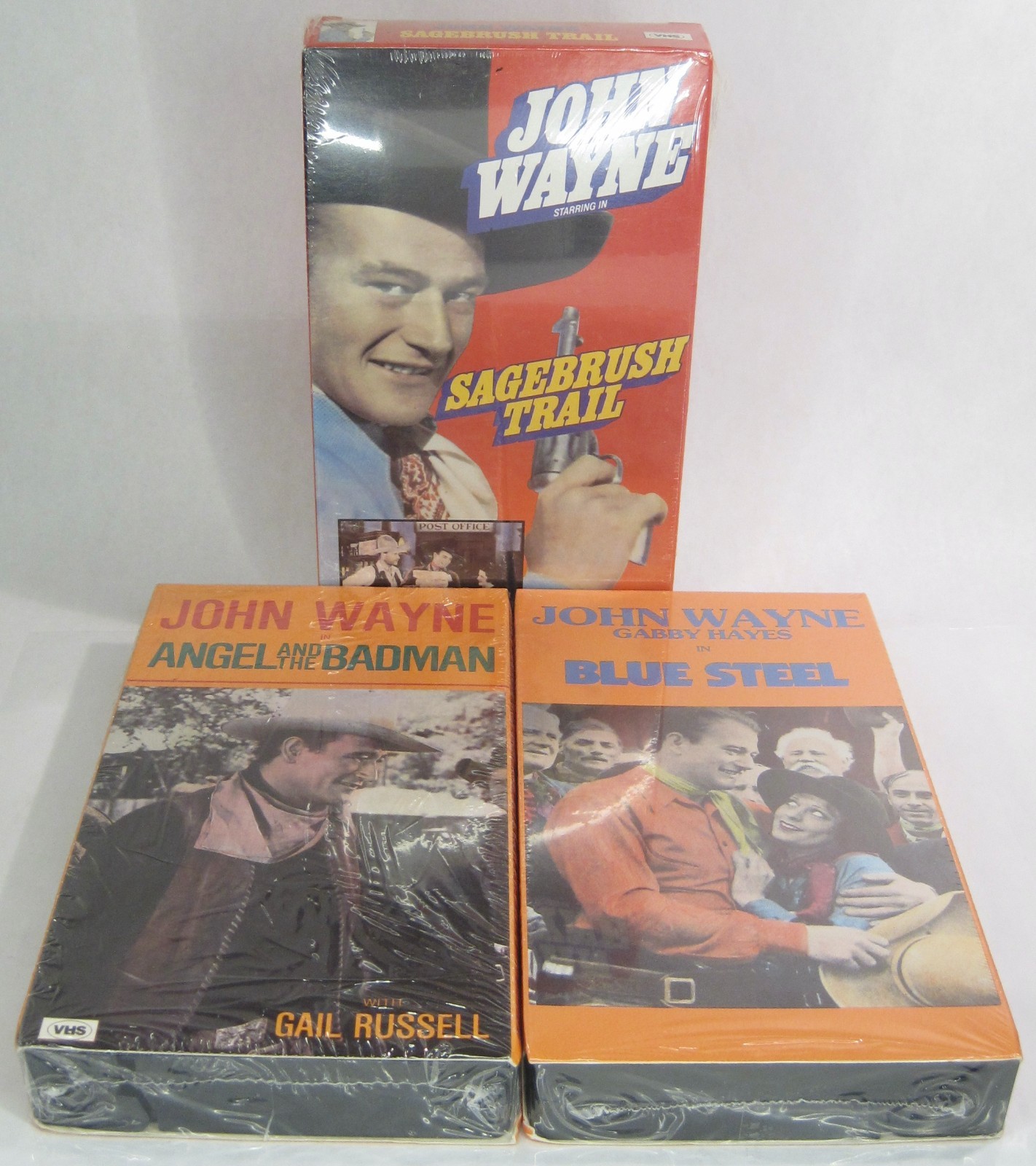 Good Times Video John Wayne VHS Lot Blue Steel Sagebrush Trail Angel & Badman